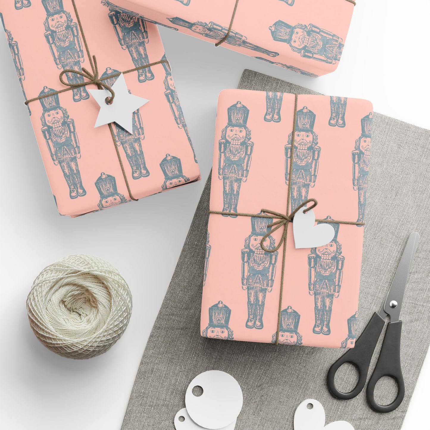 Coral & Blue Nutcracker Wrapping Paper