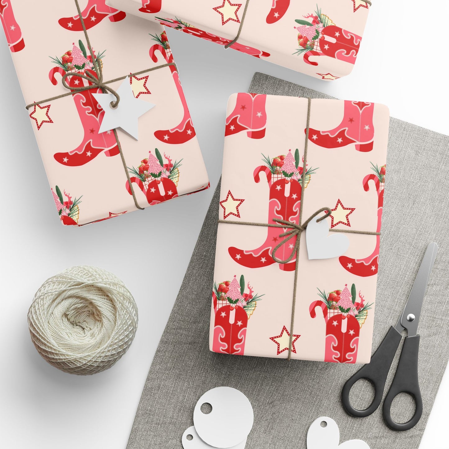 Christmas Cowgirl Boot Wrapping Paper Roll