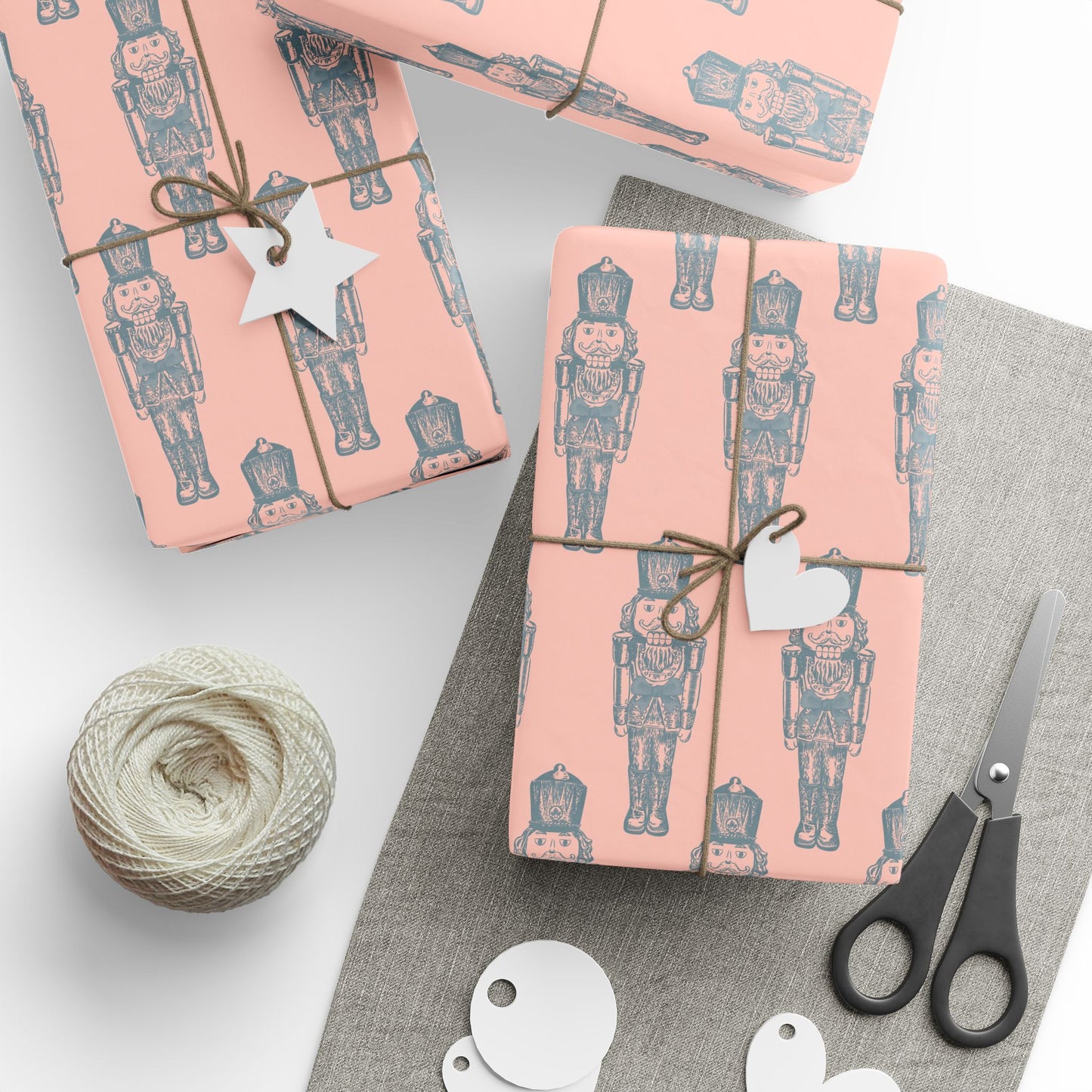 Coral & Blue Nutcracker Wrapping Paper