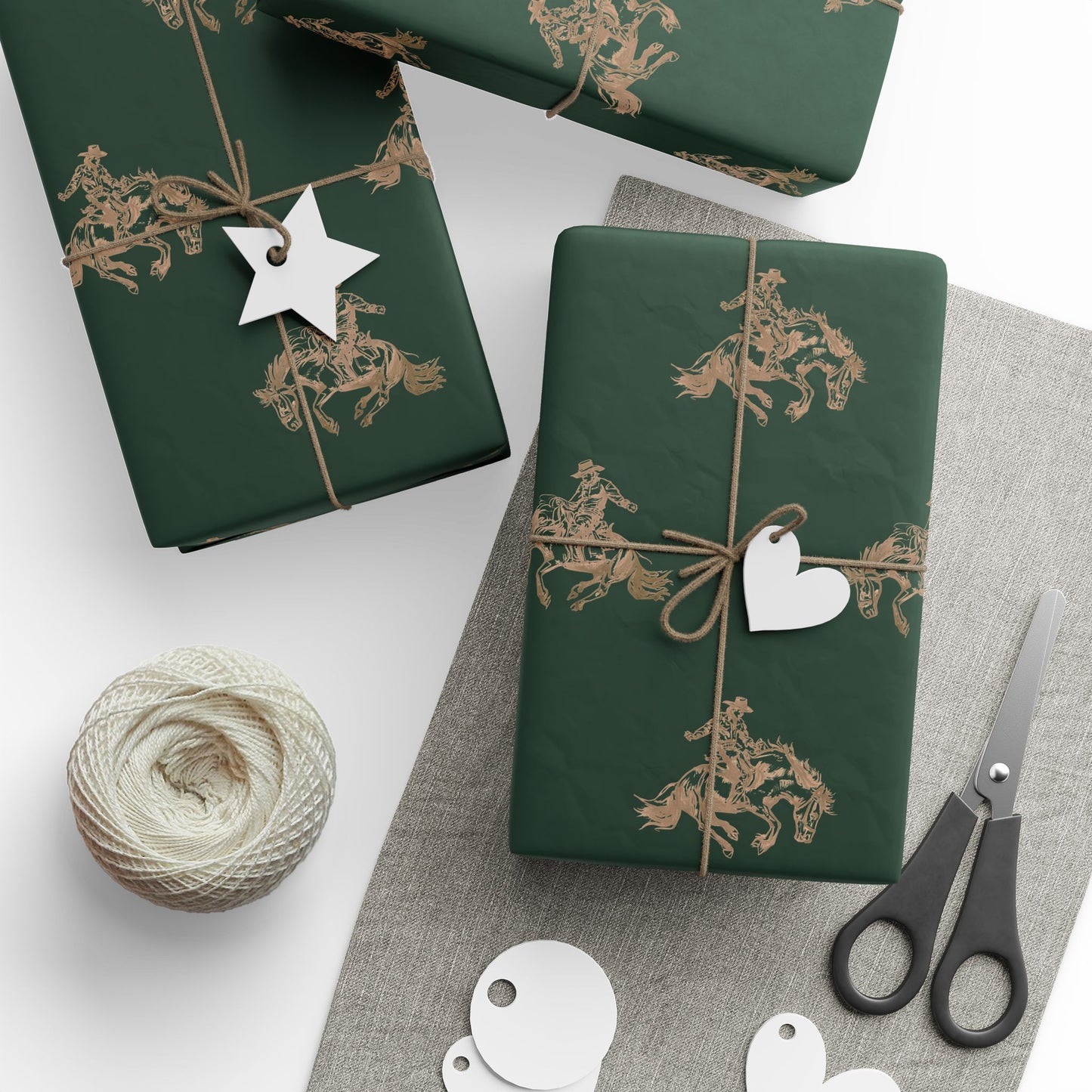 Green Rodeo Cowboy Western Wrapping Paper Roll