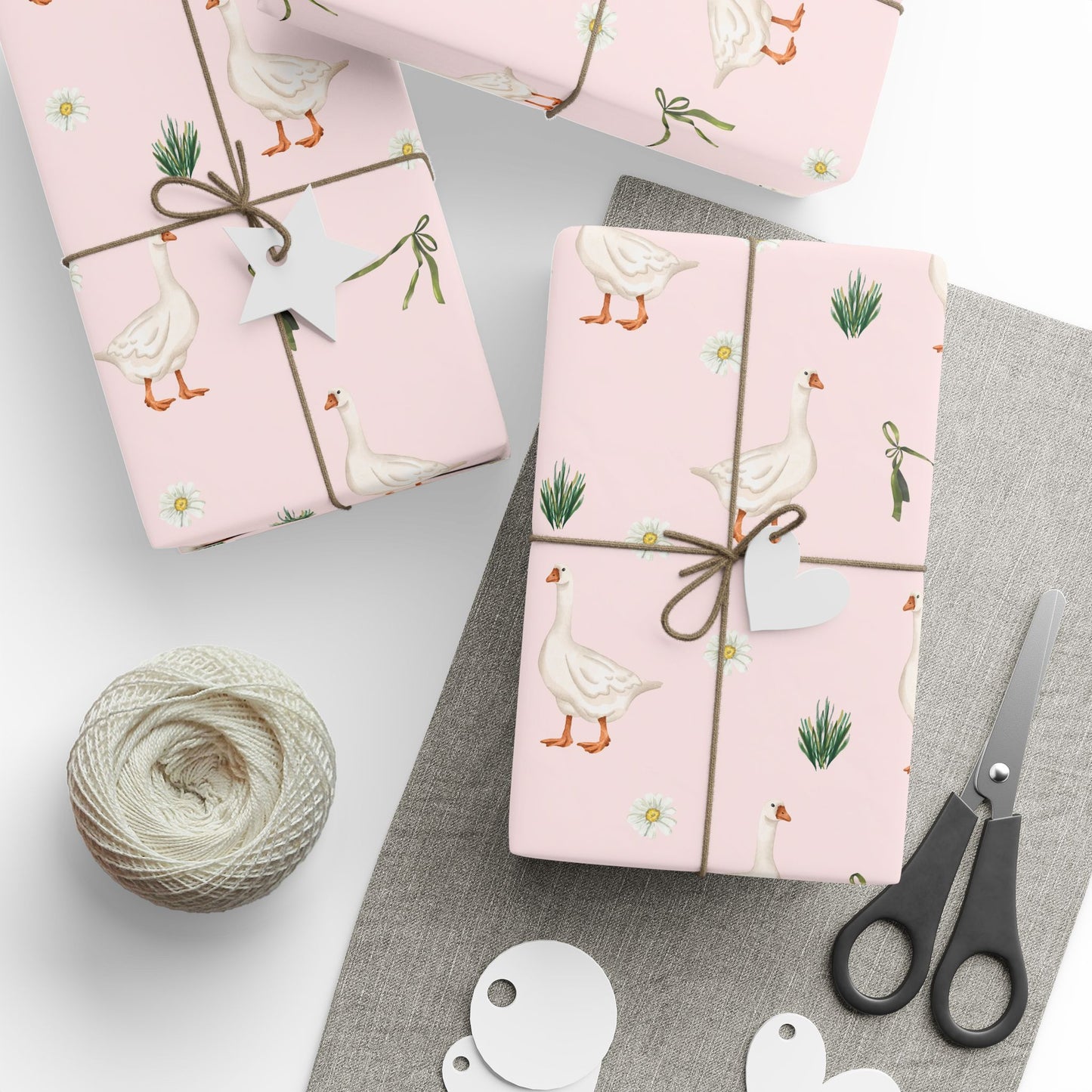 Pink Goose Wrapping Paper Roll, Baby Shower Wrapping Paper, Birthday Gift Wrap, Gift Wrap for Her