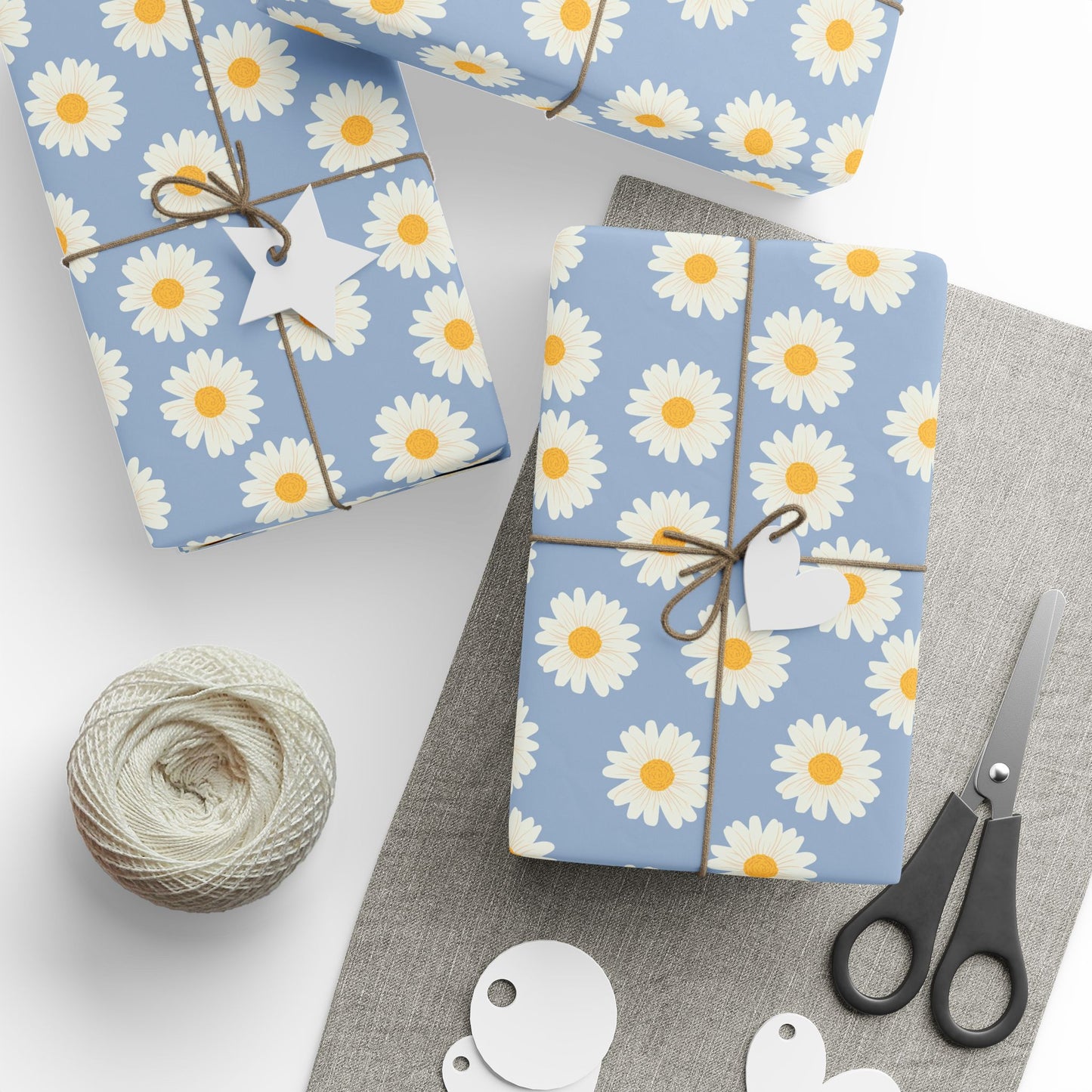 Dusty Blue Daisey Wrapping Paper Roll