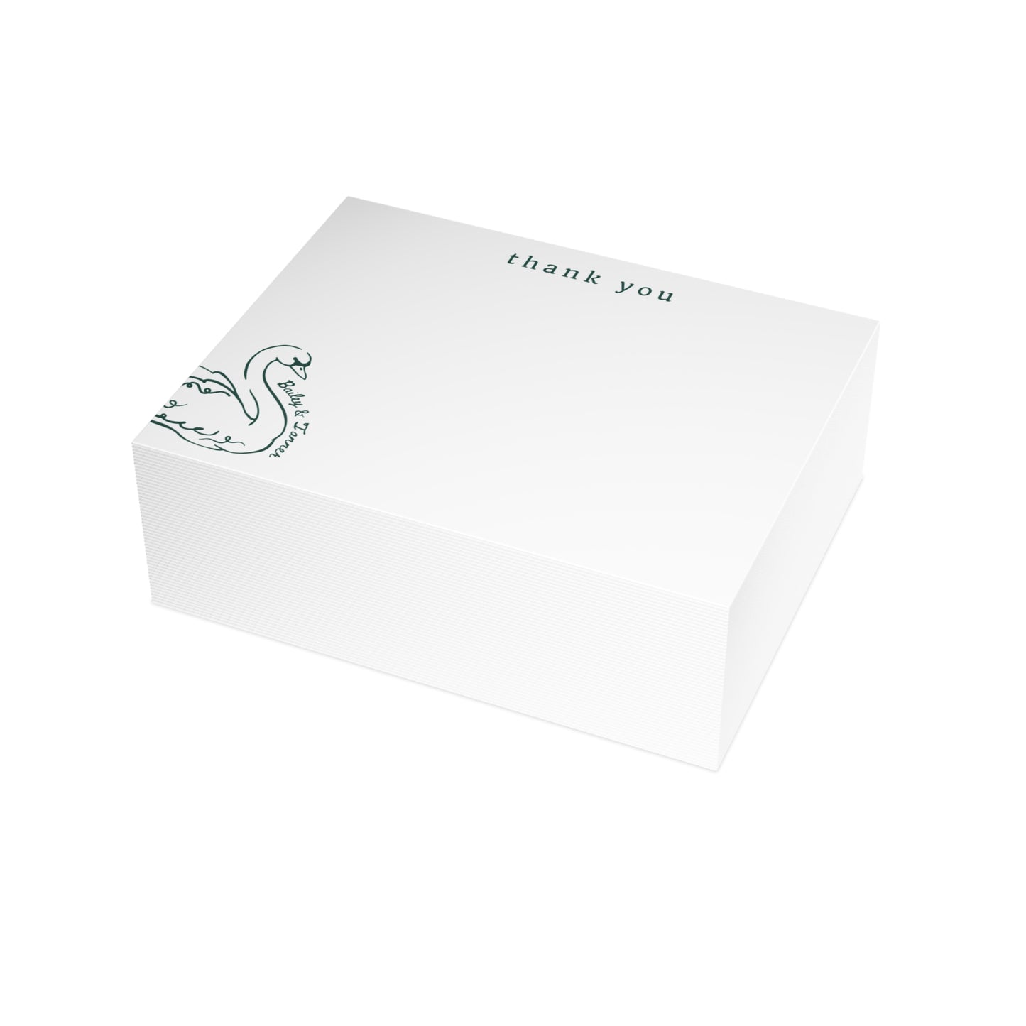 Swan Thank You Stationery with Envelopes, Custom Couple's Notecard Set, Engagement Gift, Bride to Be Thank You Cards