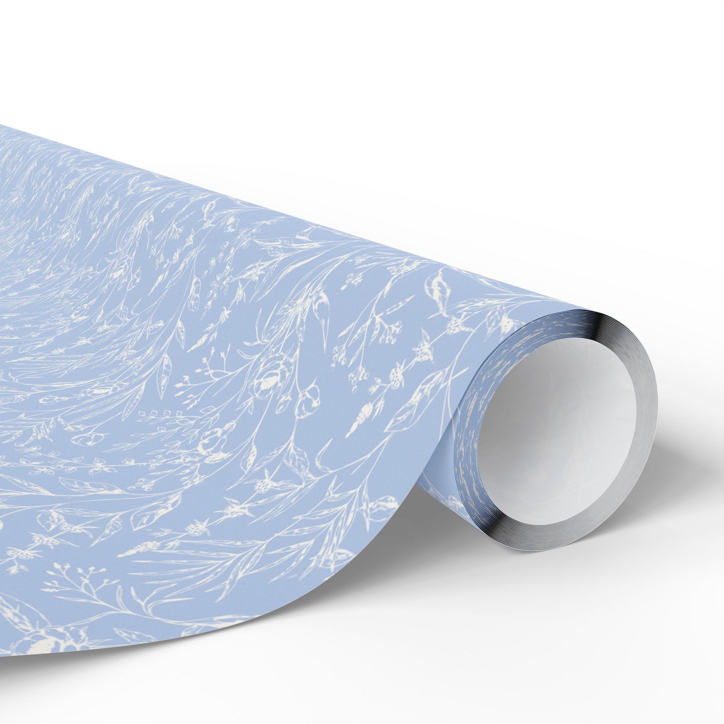 French Blue Floral Wrapping Paper Roll
