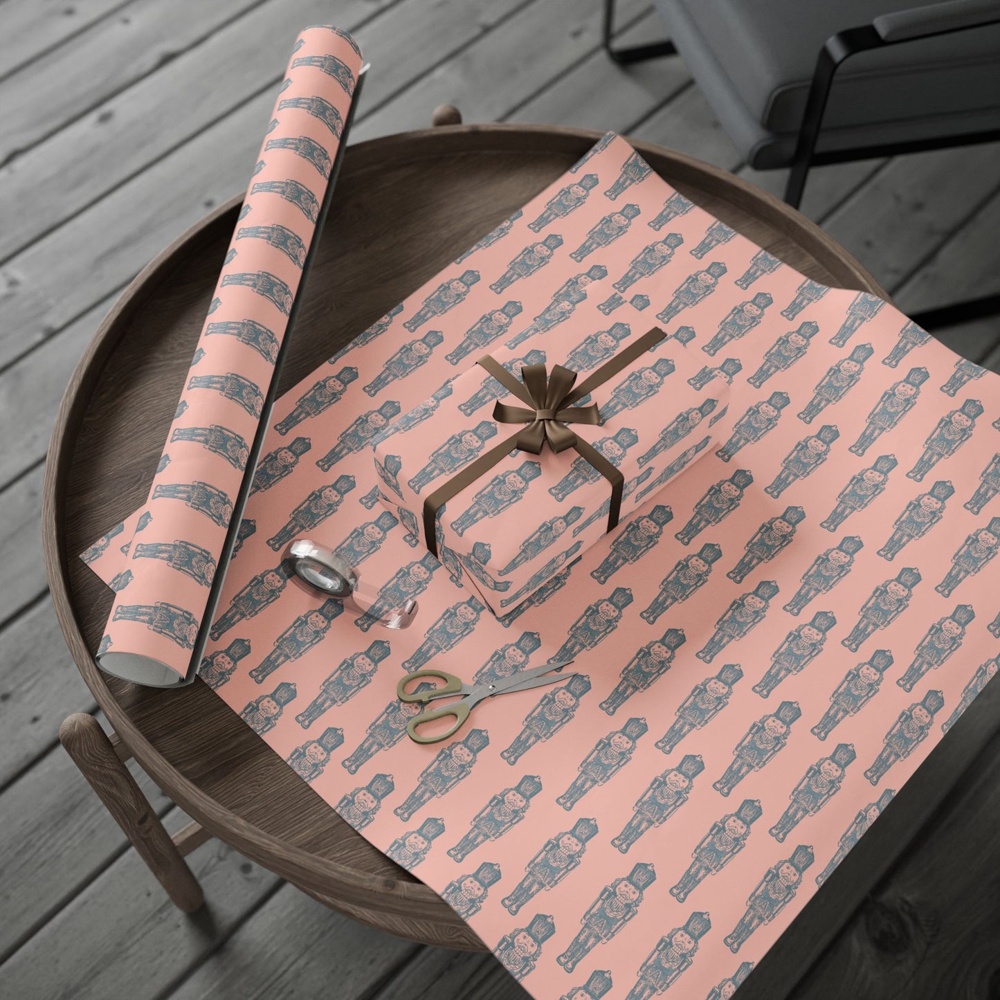 Coral & Blue Nutcracker Wrapping Paper