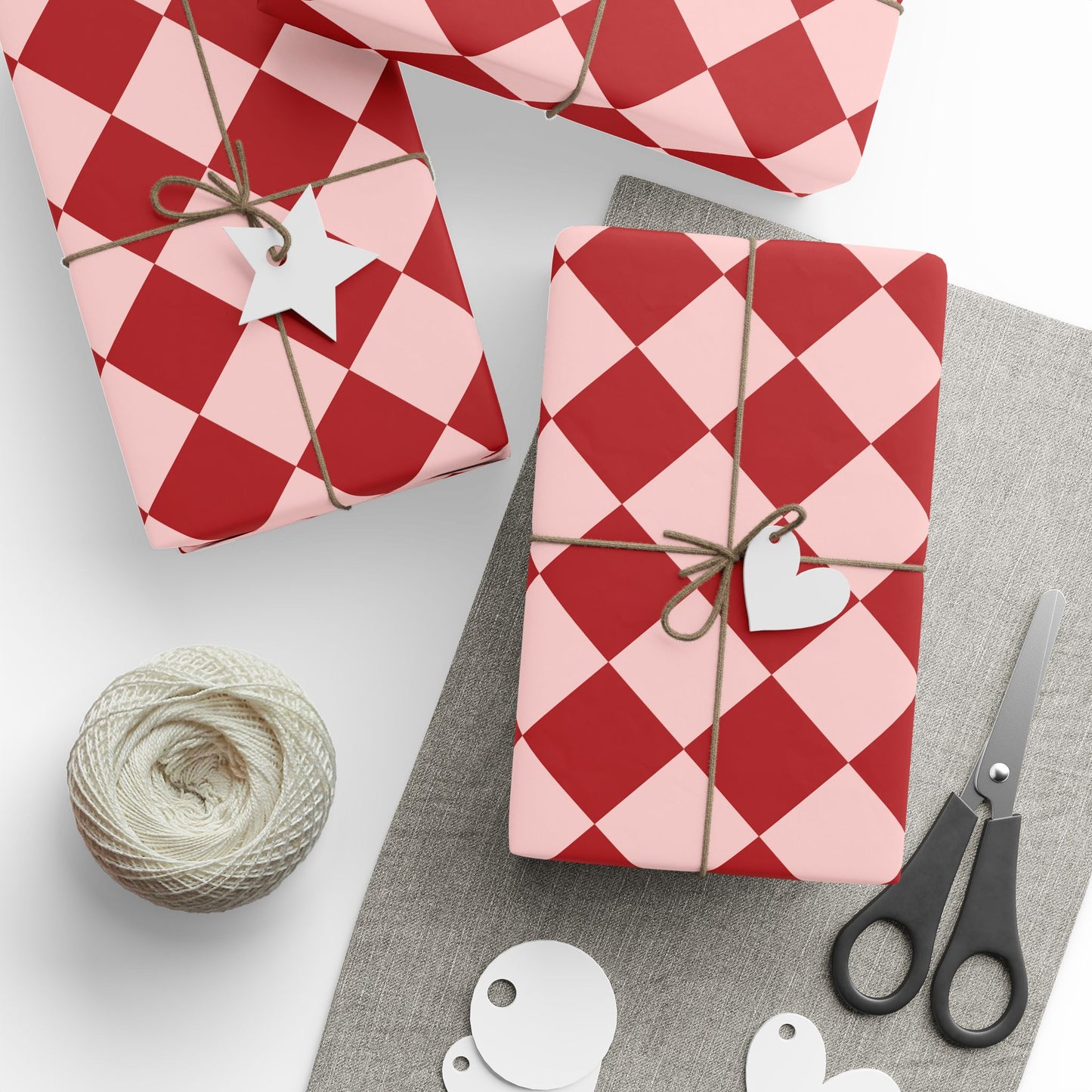 Red & Pink Diamond Wrapping Paper Roll