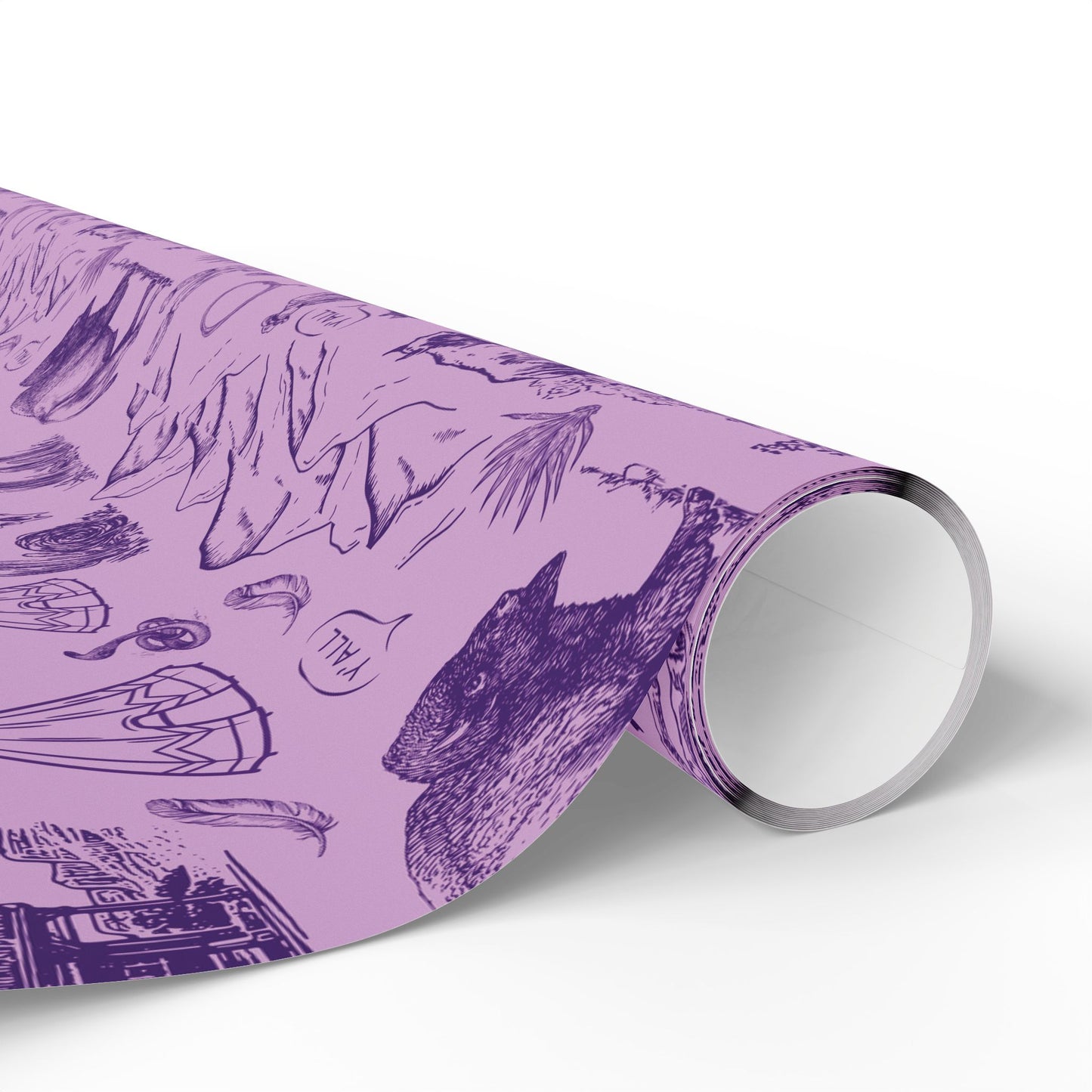 Purple Western Toile Wrapping Paper Roll, Fort Worth Texas
