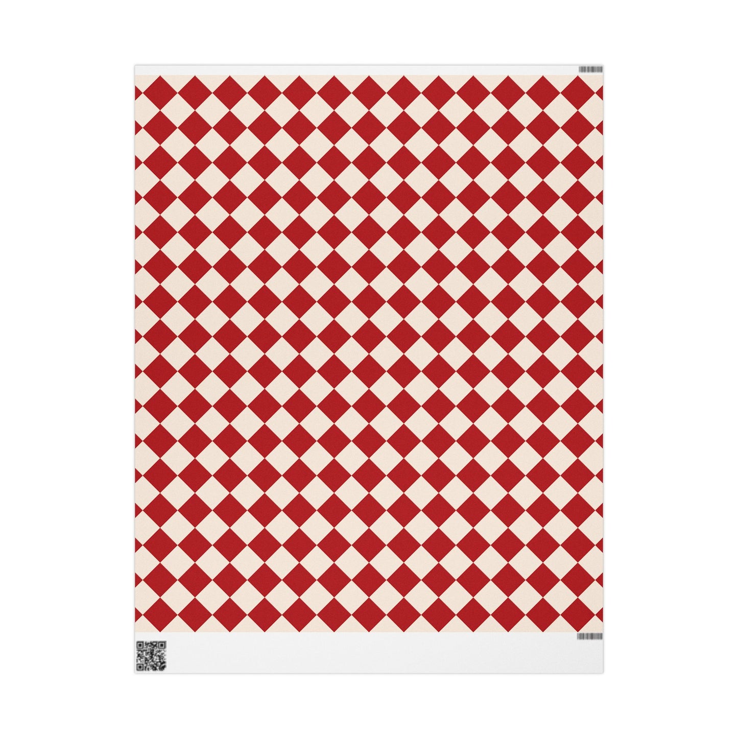 Red & Cream Checkered Wrapping Paper Roll