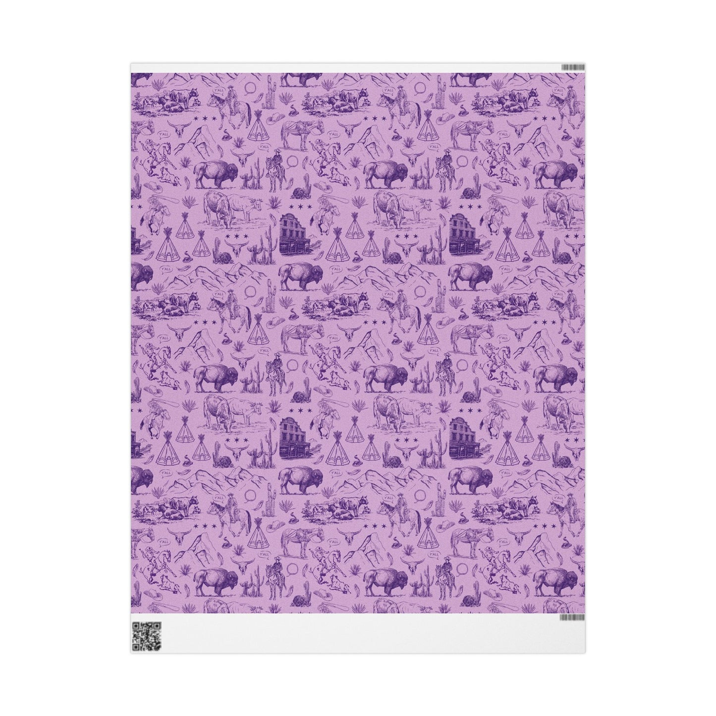Purple Western Toile Wrapping Paper Roll, Fort Worth Texas