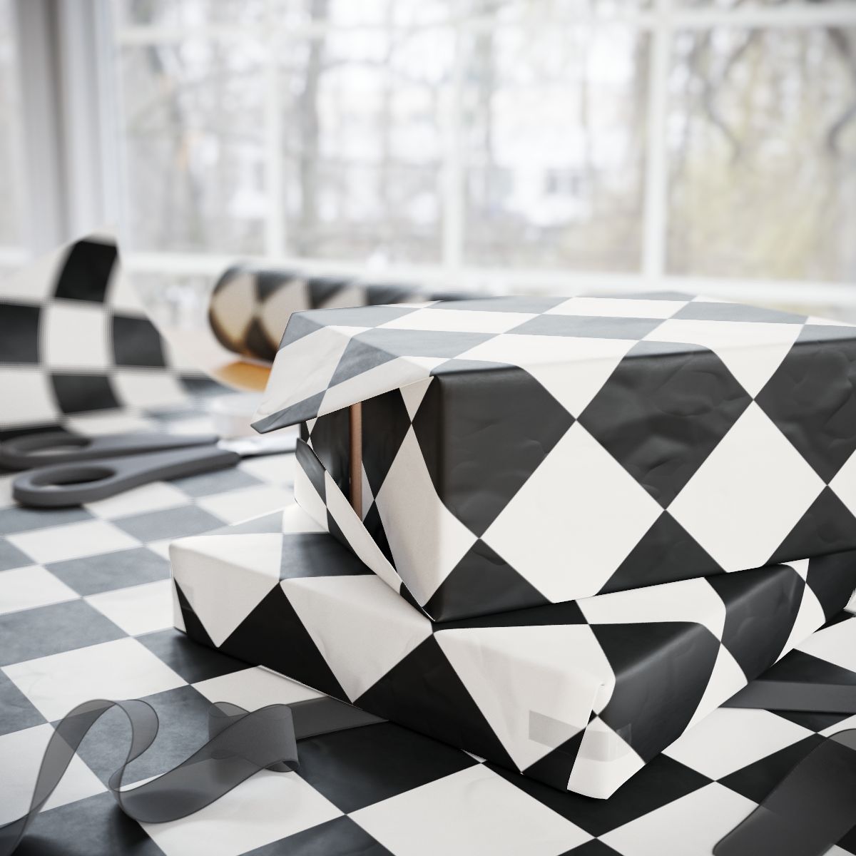Black & White Diamond Wrapping Paper Roll