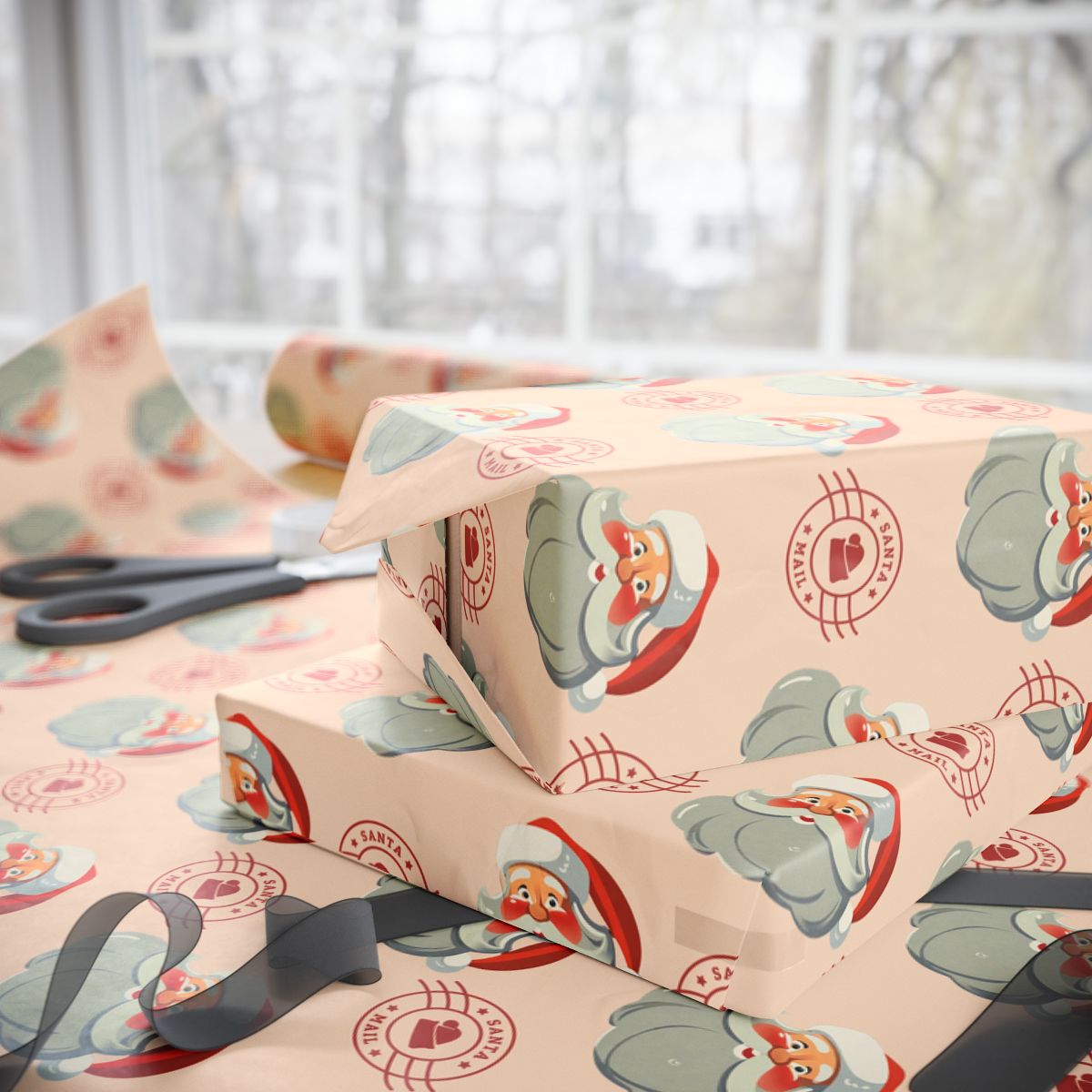 From Santa Christmas wrapping Paper, Vintage Santa Wrapping Paper