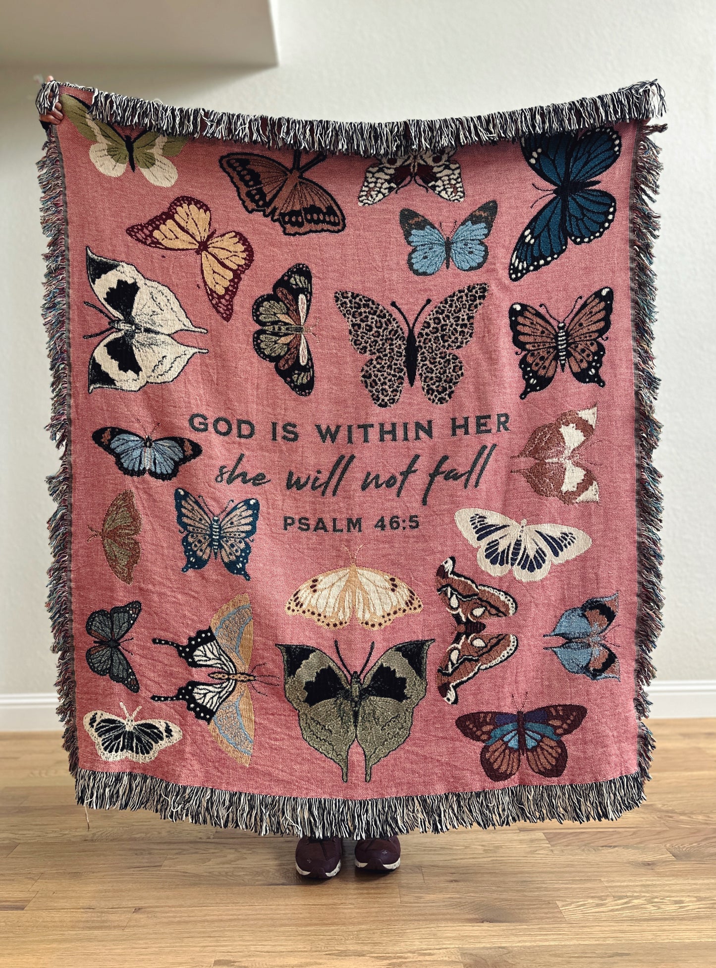 Butterfly Psalms 46 Woven Blanket, Gift For Her