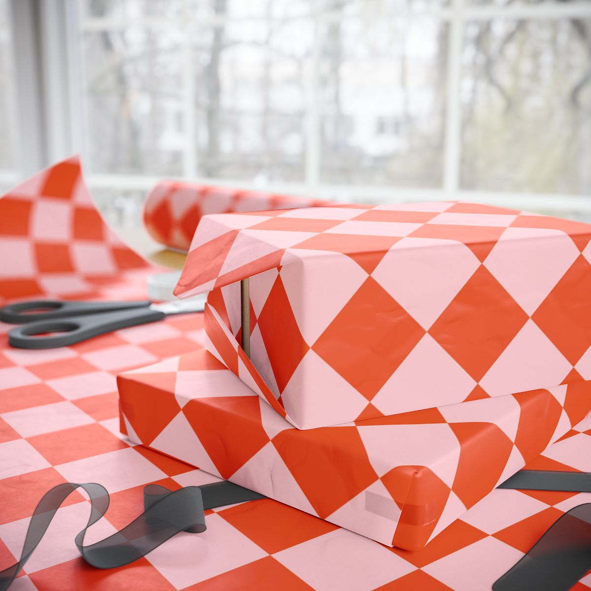 Orange & Pink Wrapping Paper Roll