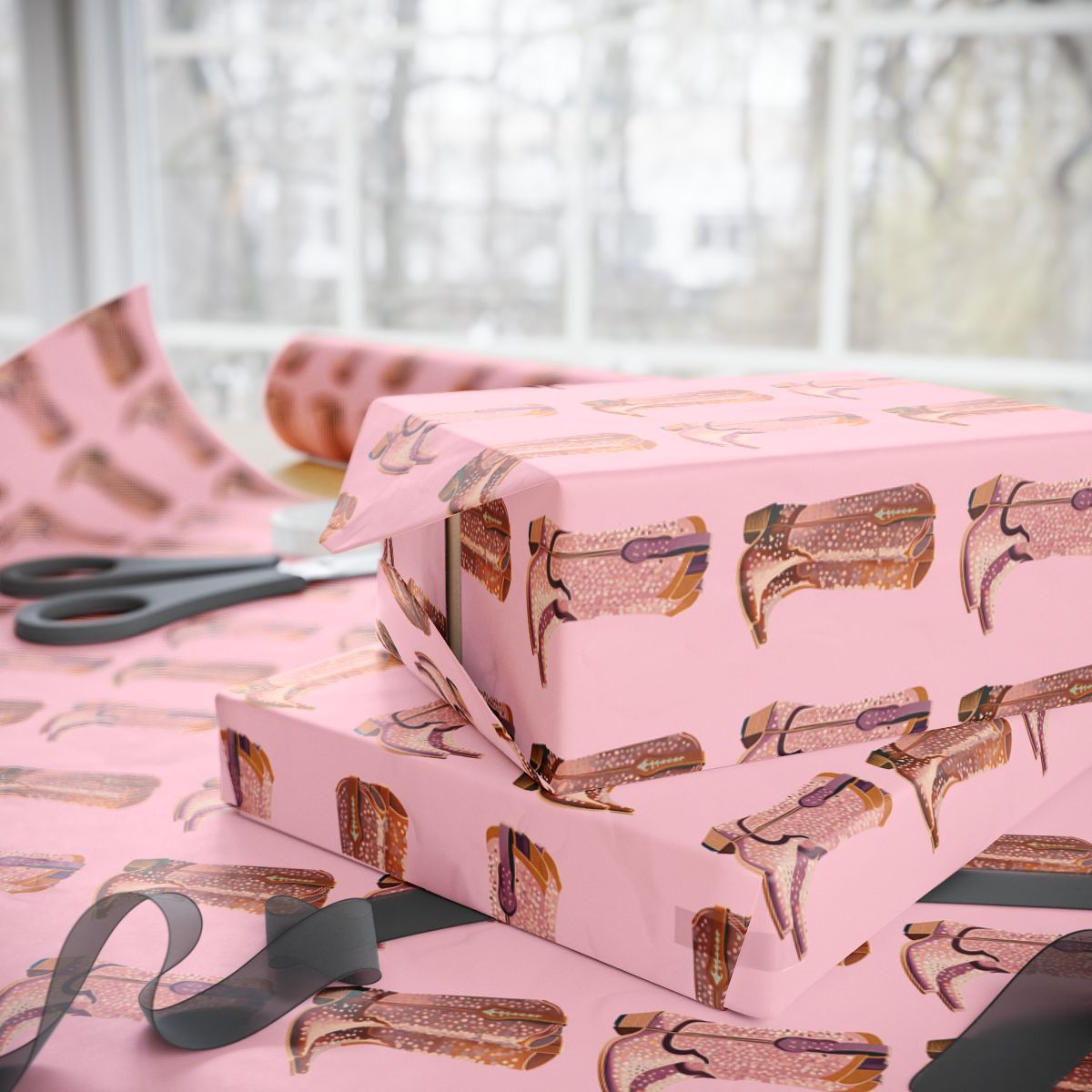 Pink Cowboy Boots Wrapping Paper