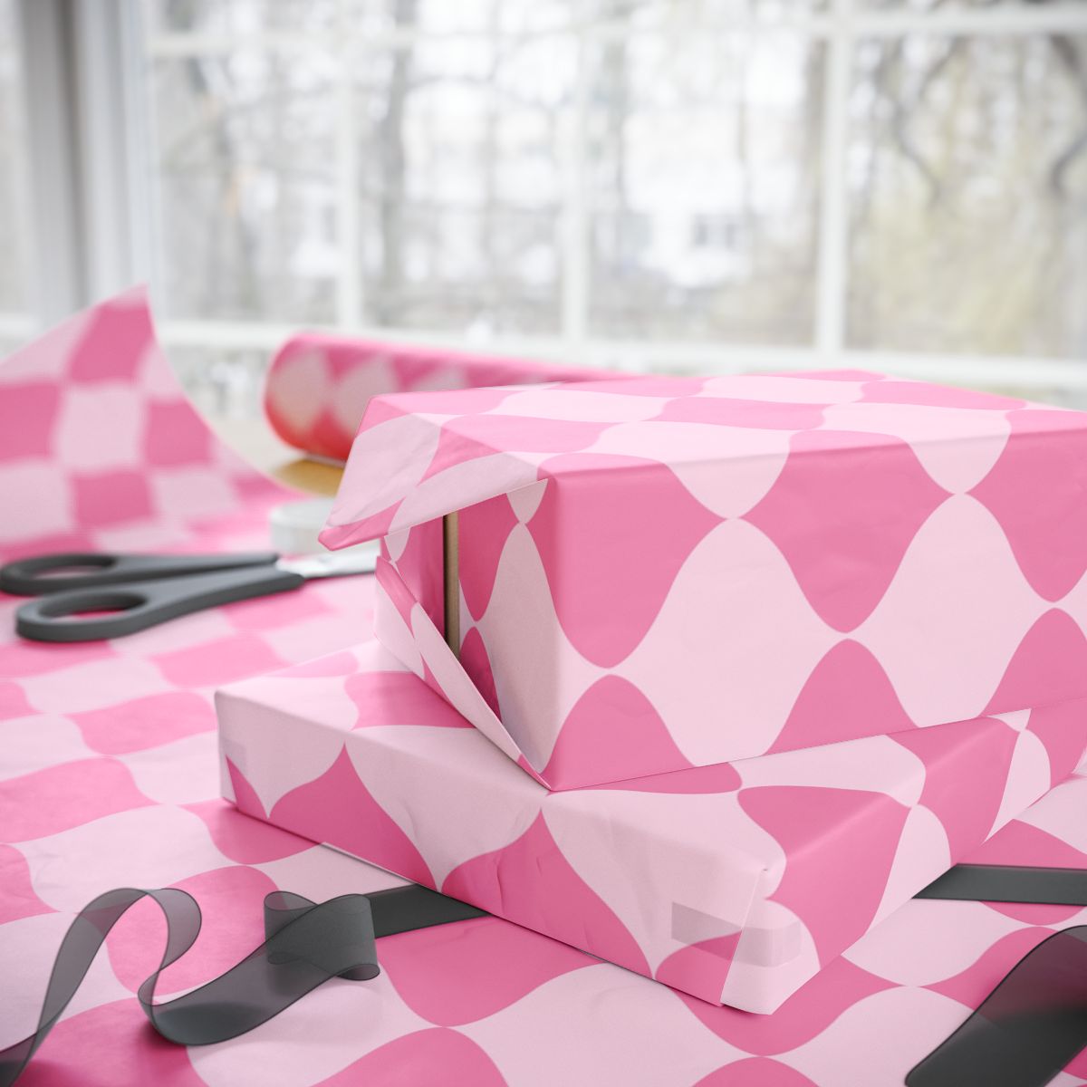 Pink Geometric Wrapping Paper Roll