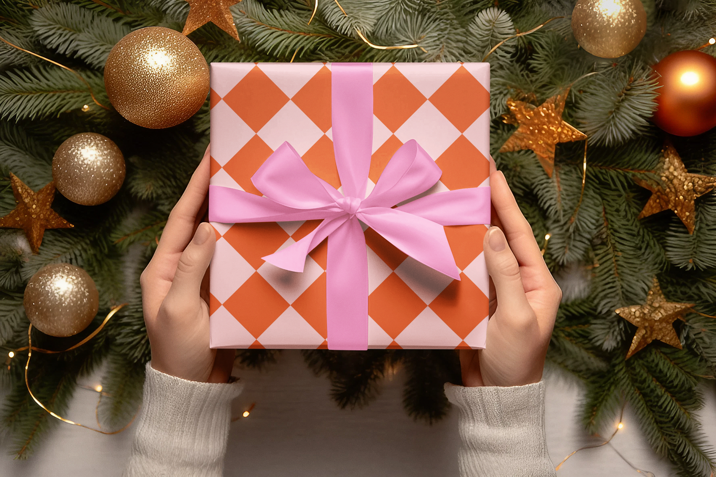 Orange & Pink Wrapping Paper Roll