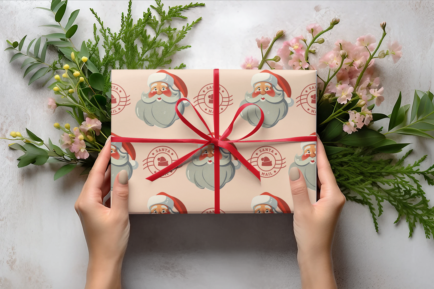 From Santa Christmas wrapping Paper, Vintage Santa Wrapping Paper