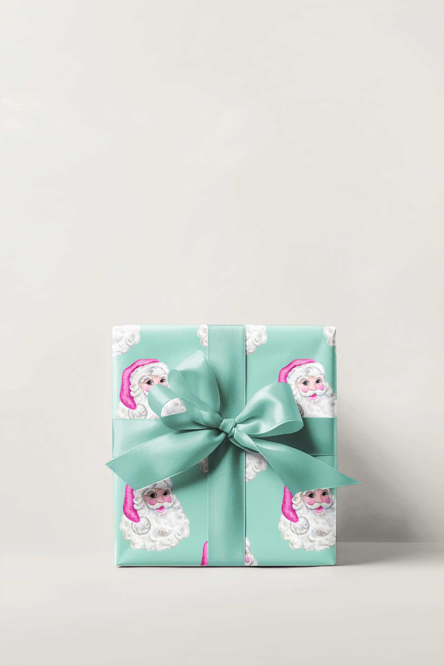 Turquoise & Pink Sequin Santa Wrapping Paper Roll