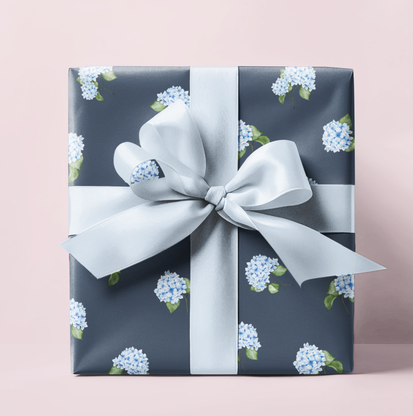 Navy Hydrangea Wrapping Paper Roll