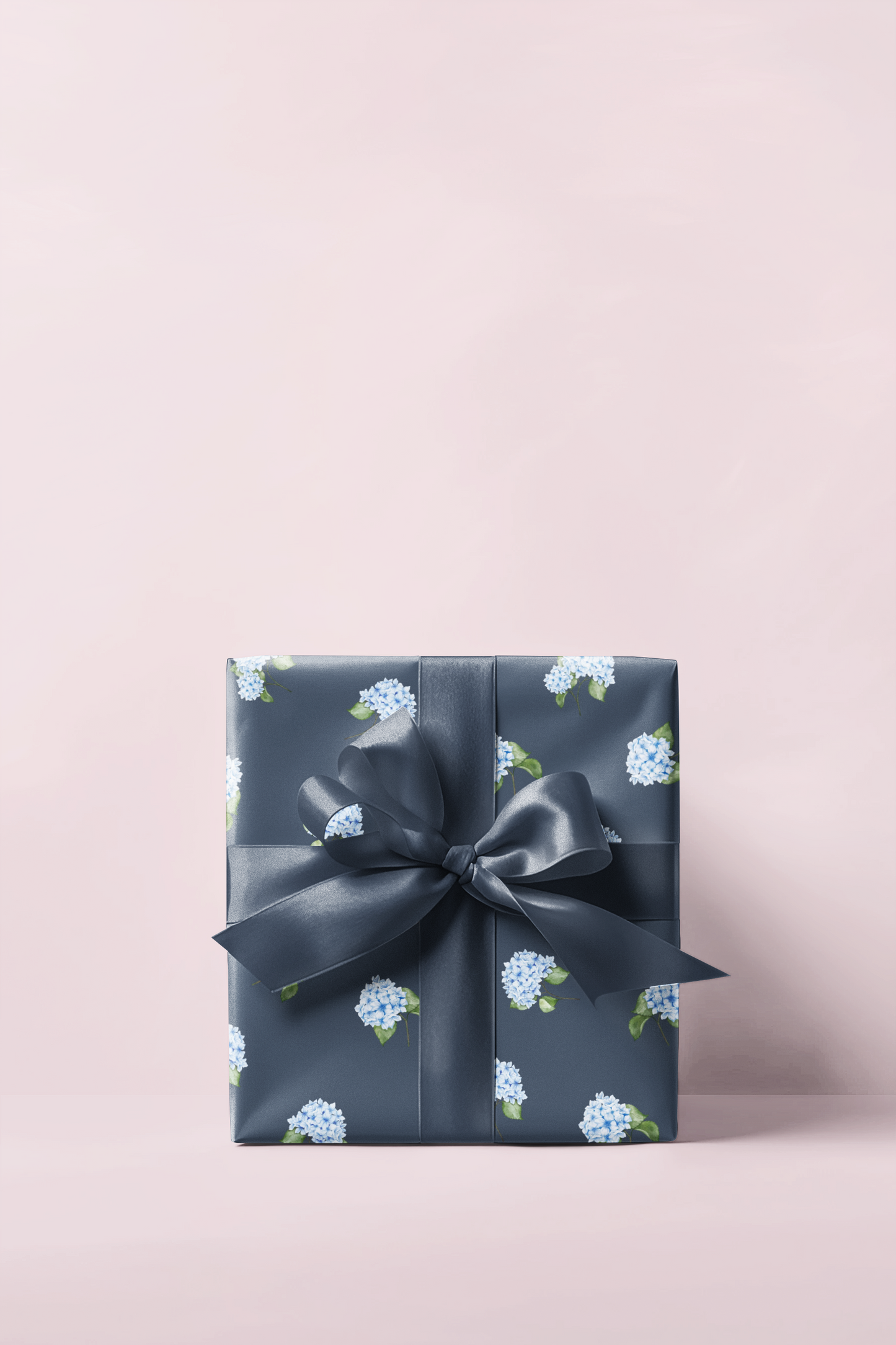 Navy Hydrangea Wrapping Paper Roll