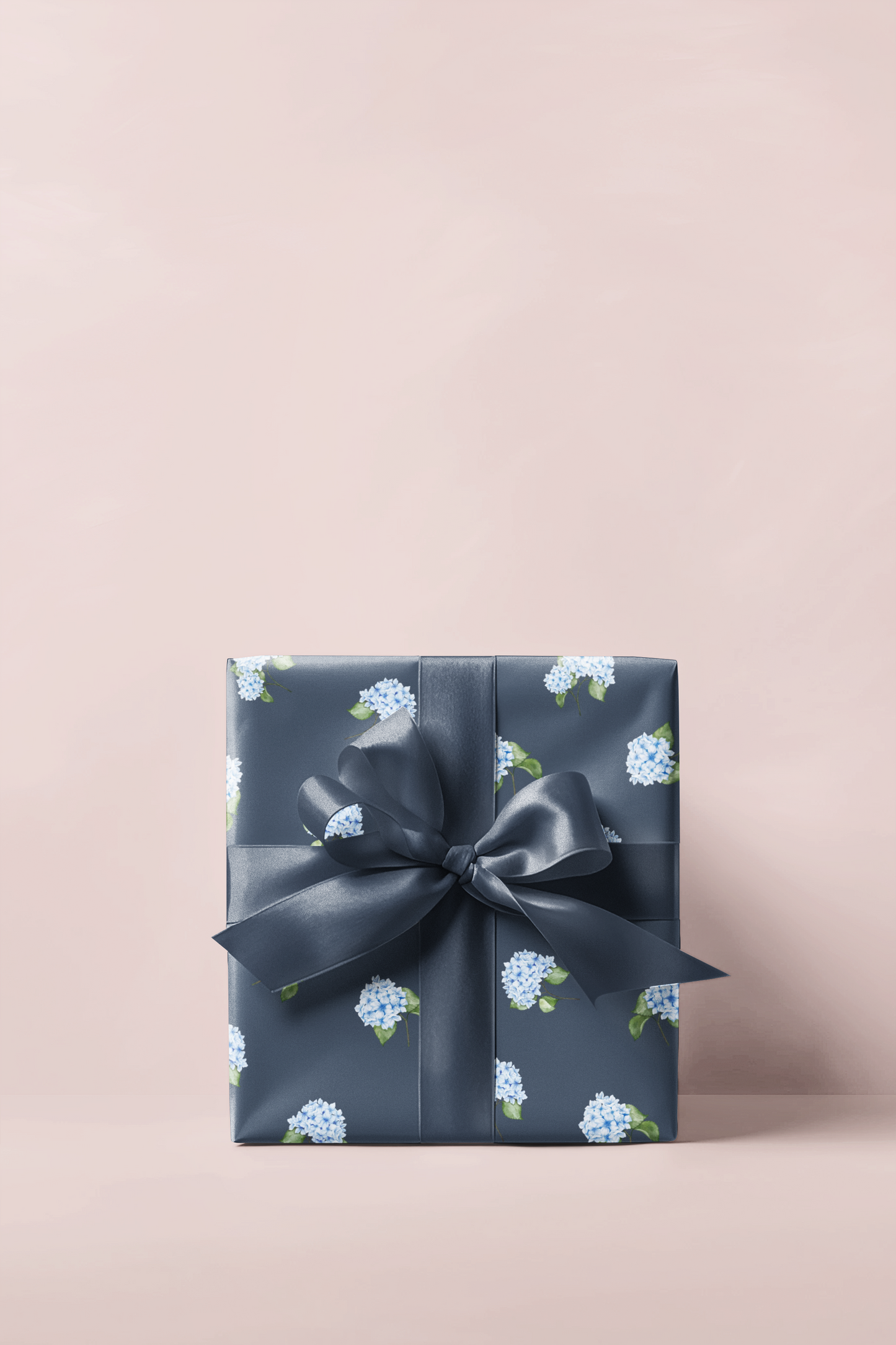 Navy Hydrangea Wrapping Paper Roll