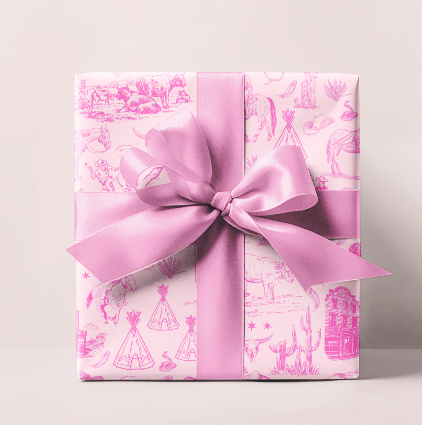 Pink Toile Western Wrapping Paper Roll