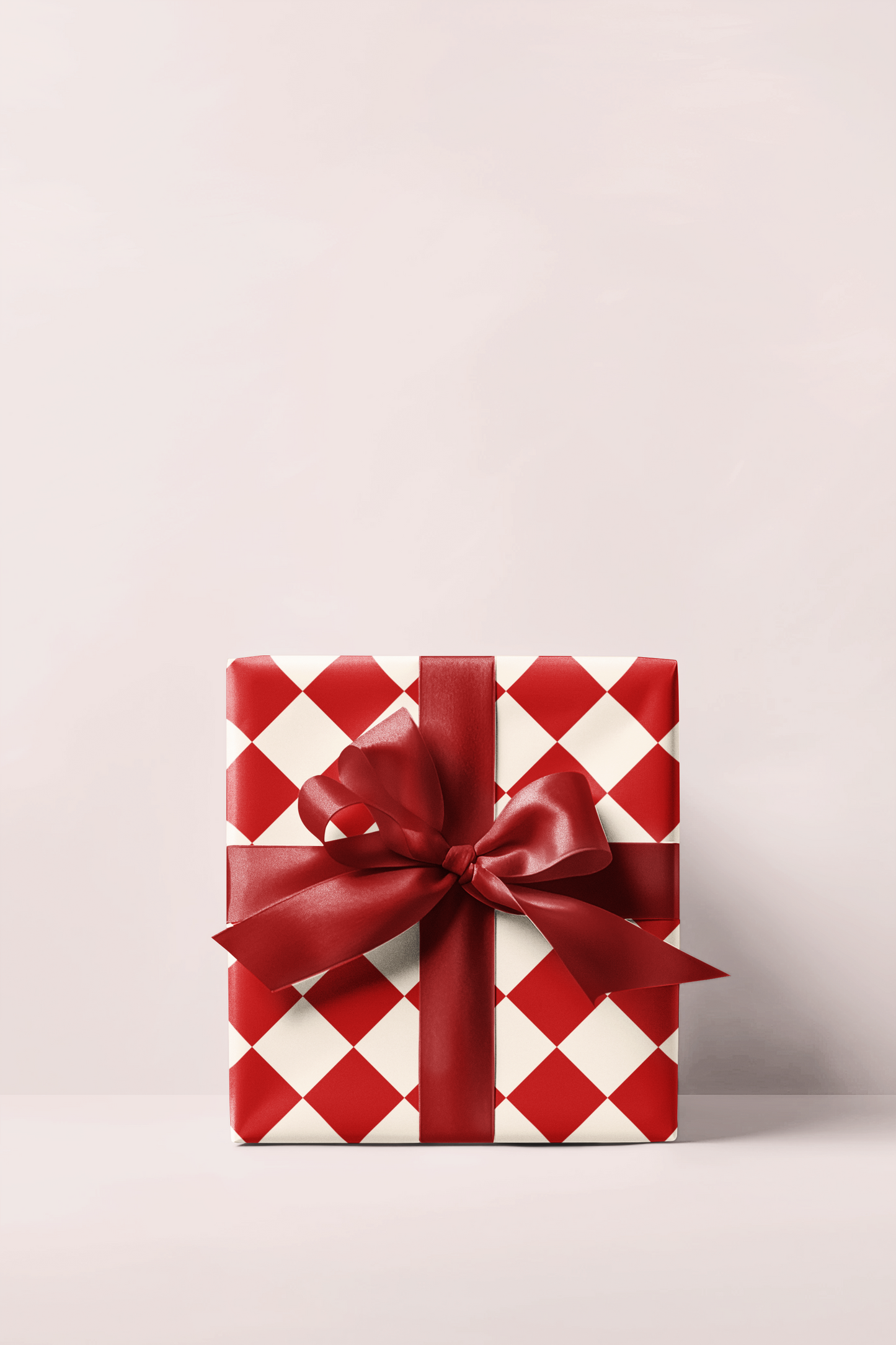 Red & Cream Checkered Wrapping Paper Roll
