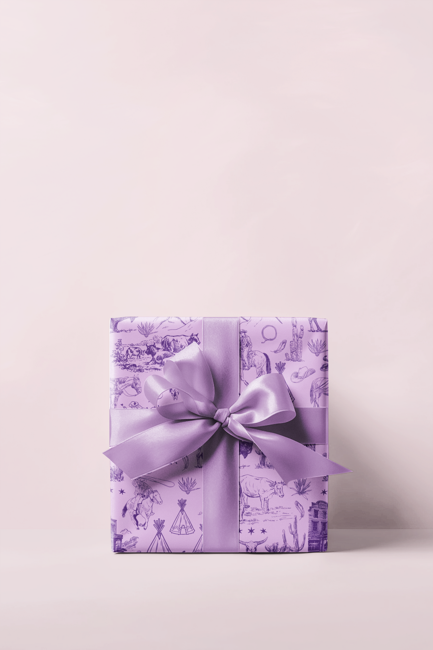 Purple Western Toile Wrapping Paper Roll, Fort Worth Texas
