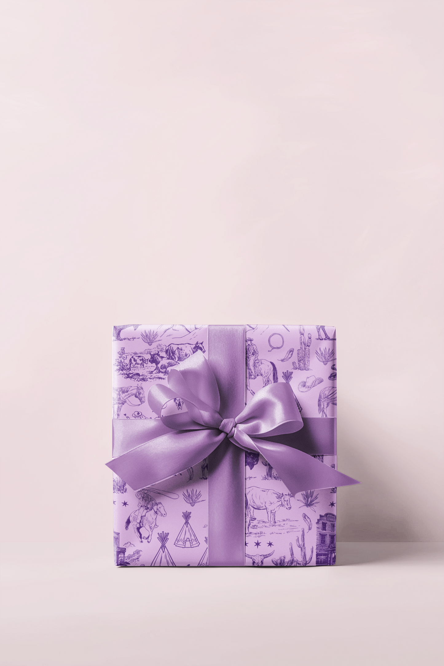 Purple Western Toile Wrapping Paper Roll, Fort Worth Texas