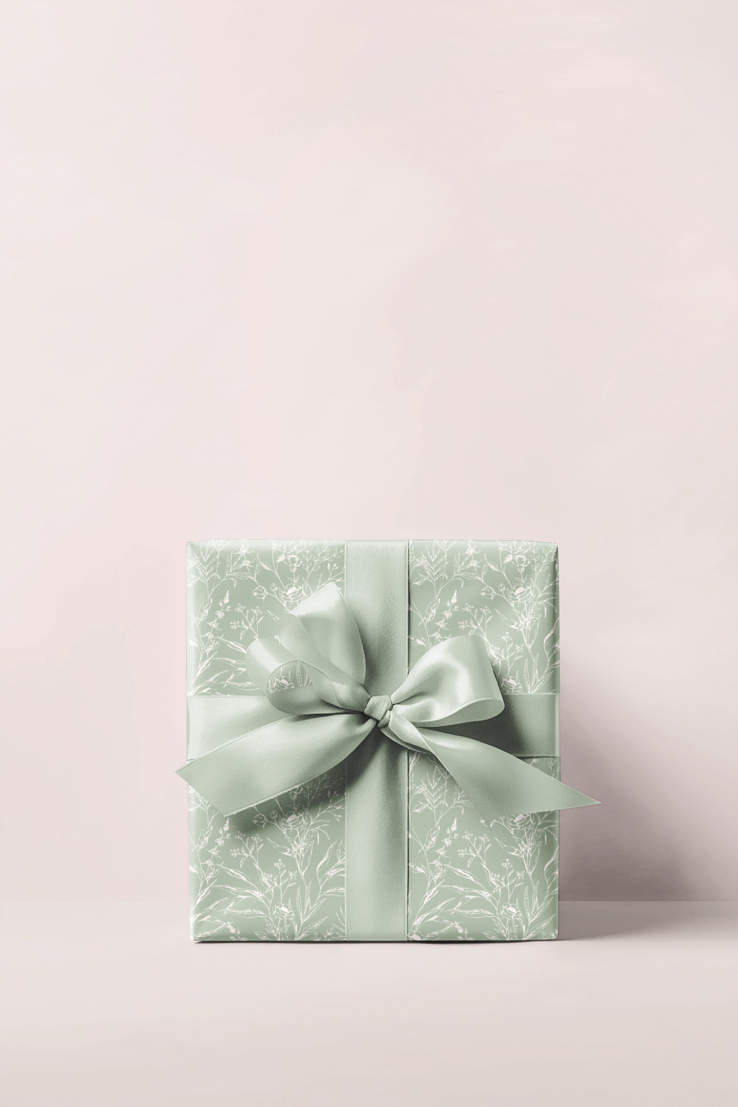 Sage Floral Wrapping Paper Roll