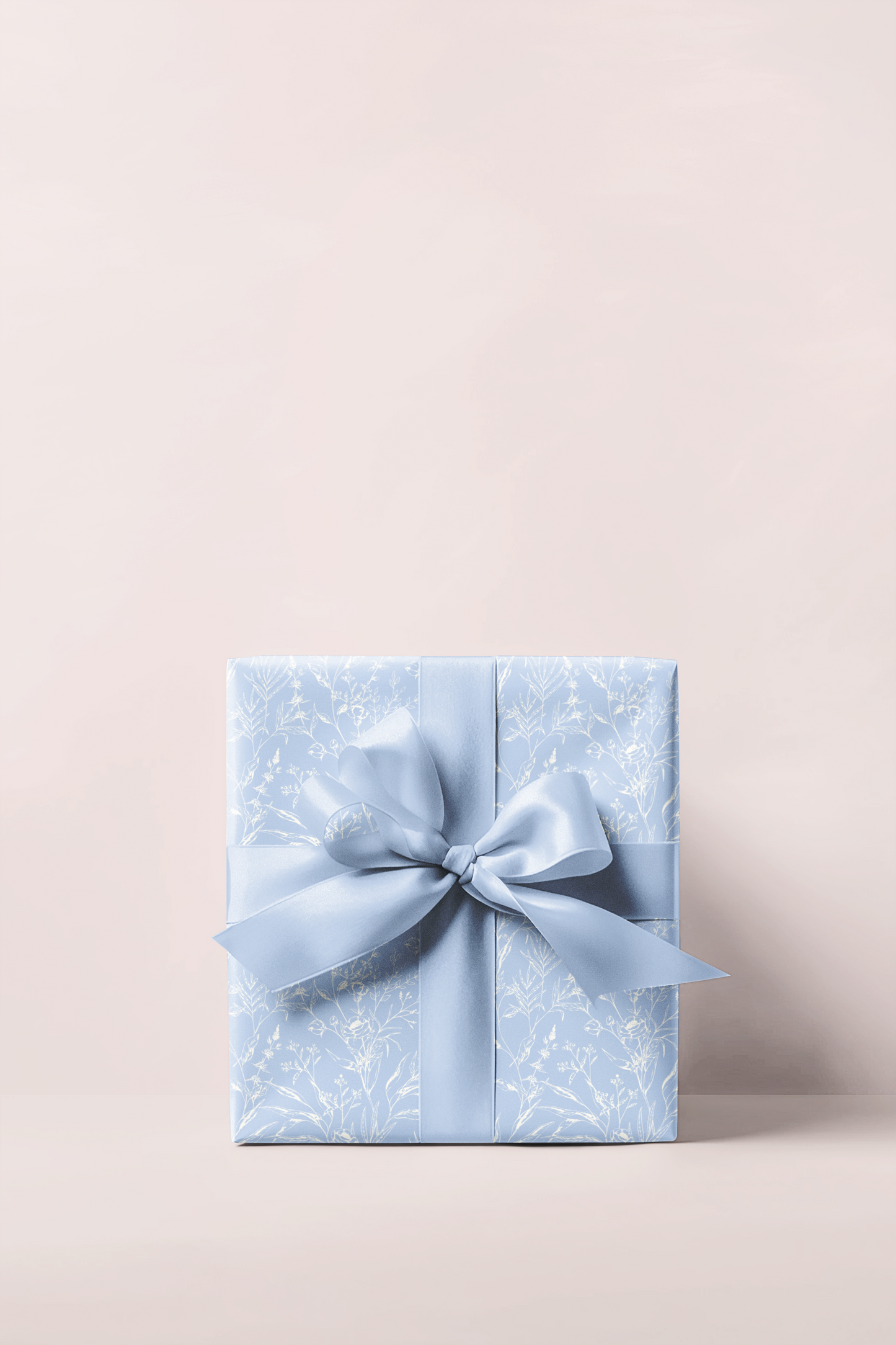 French Blue Floral Wrapping Paper Roll