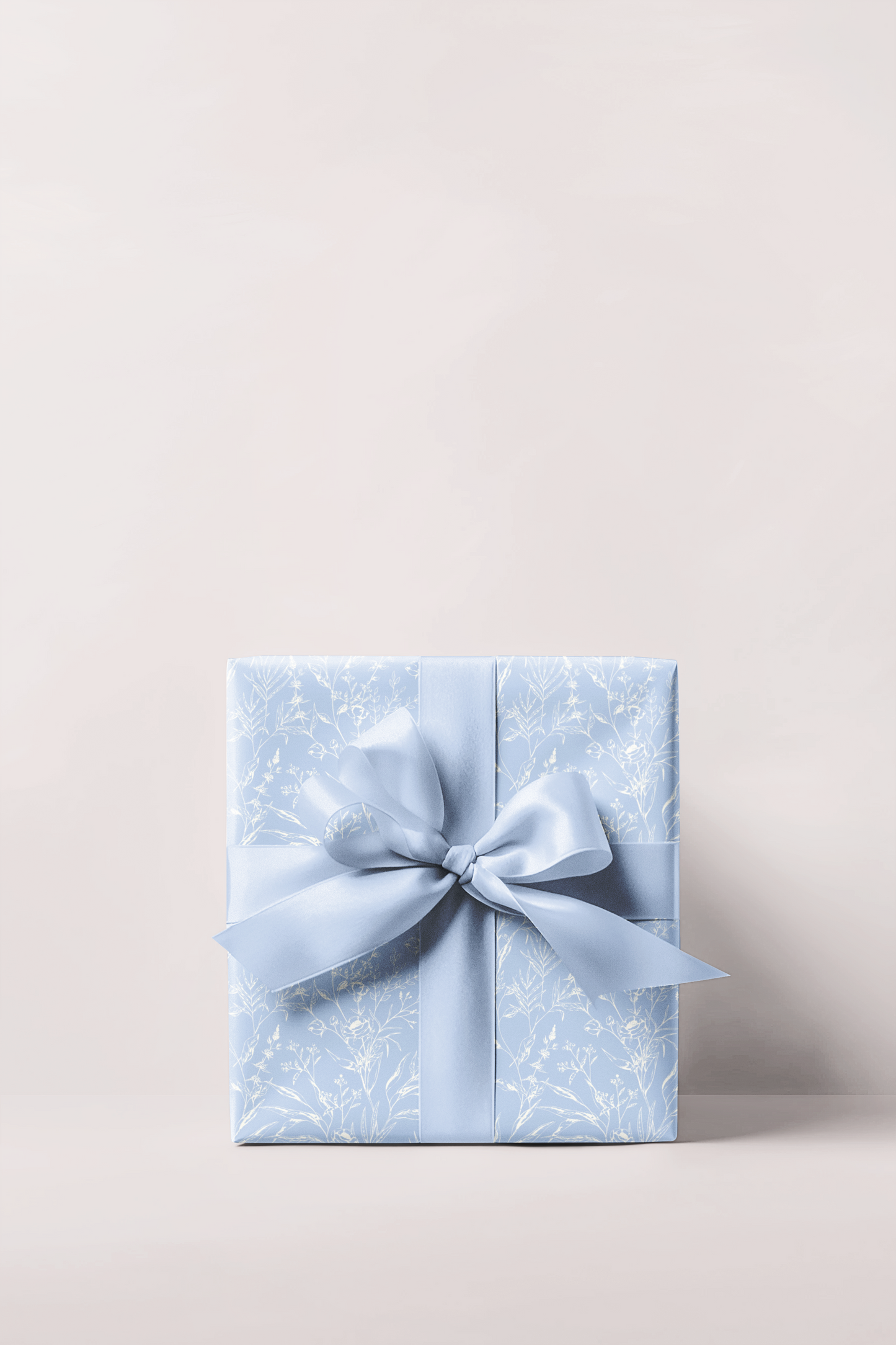 French Blue Floral Wrapping Paper Roll