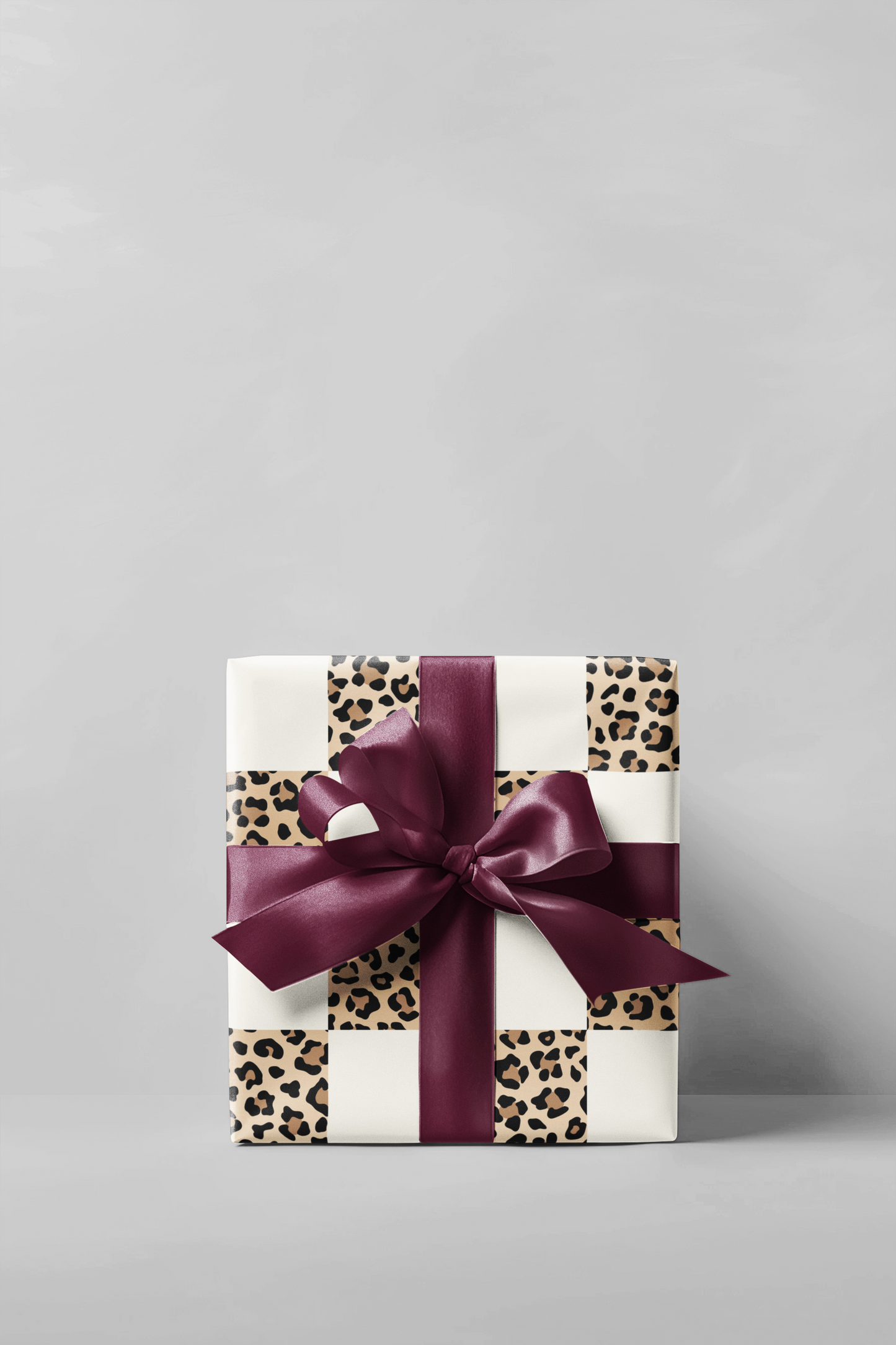 Checkered Leopard Animal Print Wrapping Paper Roll