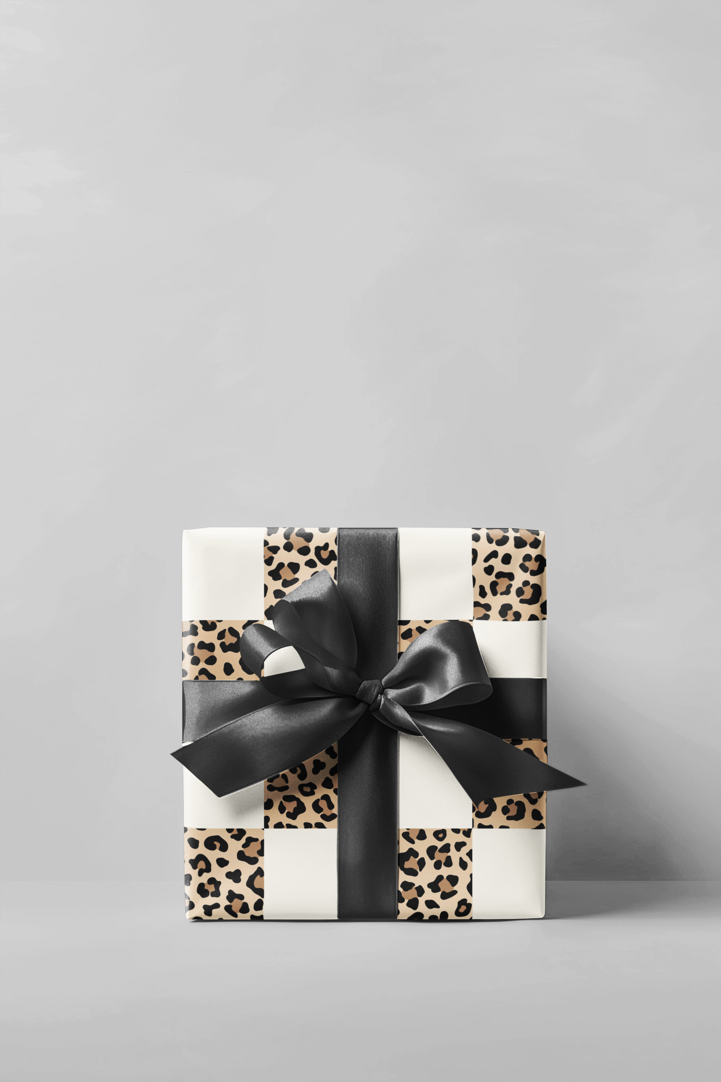 Checkered Leopard Animal Print Wrapping Paper Roll