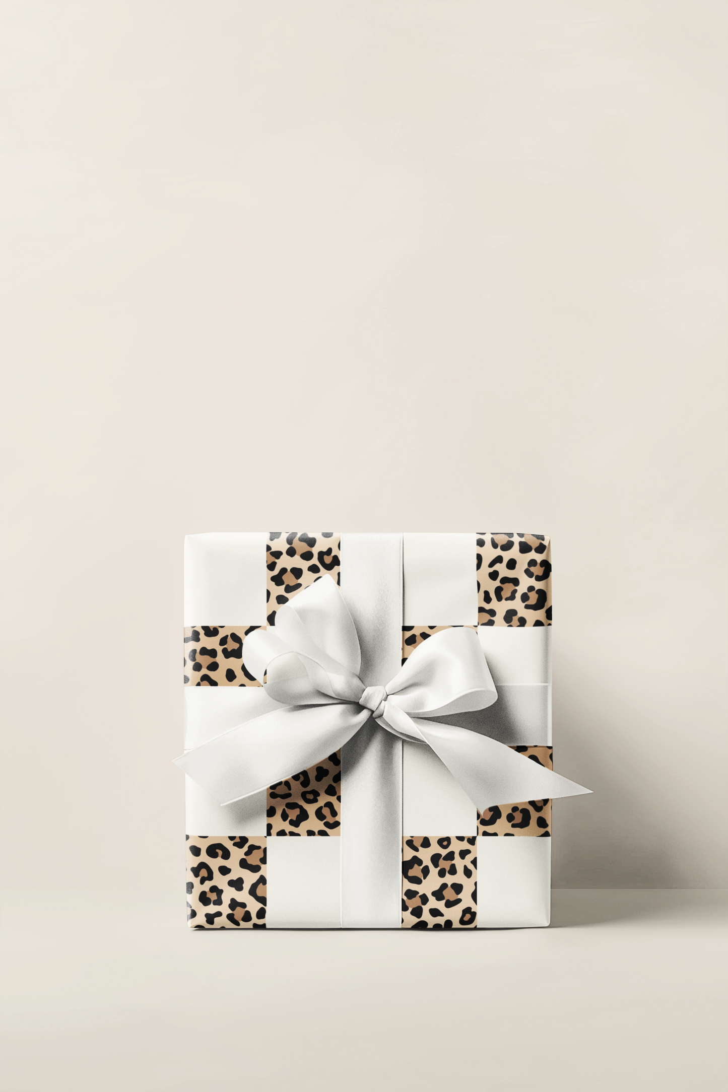 Checkered Leopard Animal Print Wrapping Paper Roll