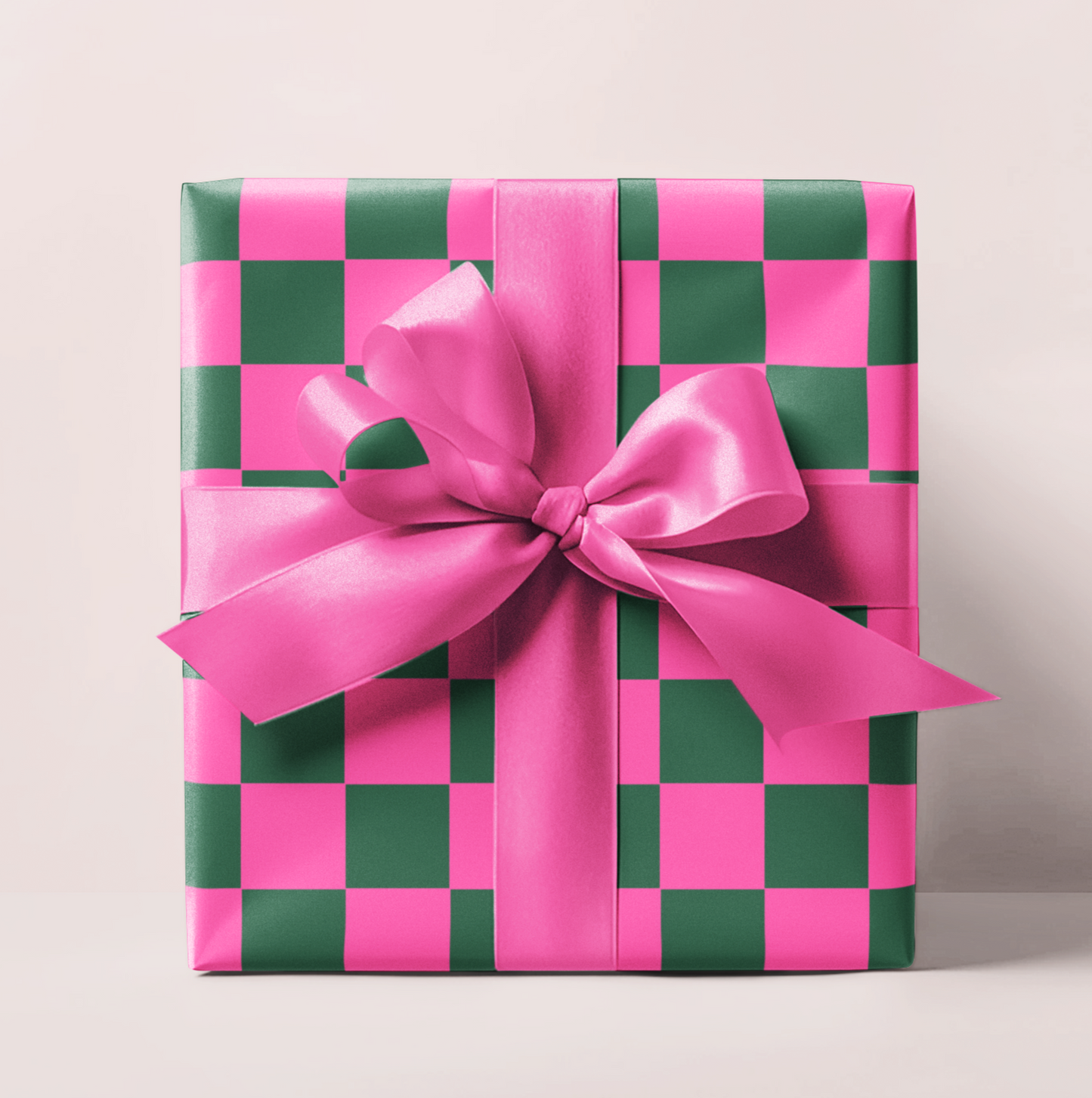 Magenta & Green Retro Checkered Wrapping Paper Roll