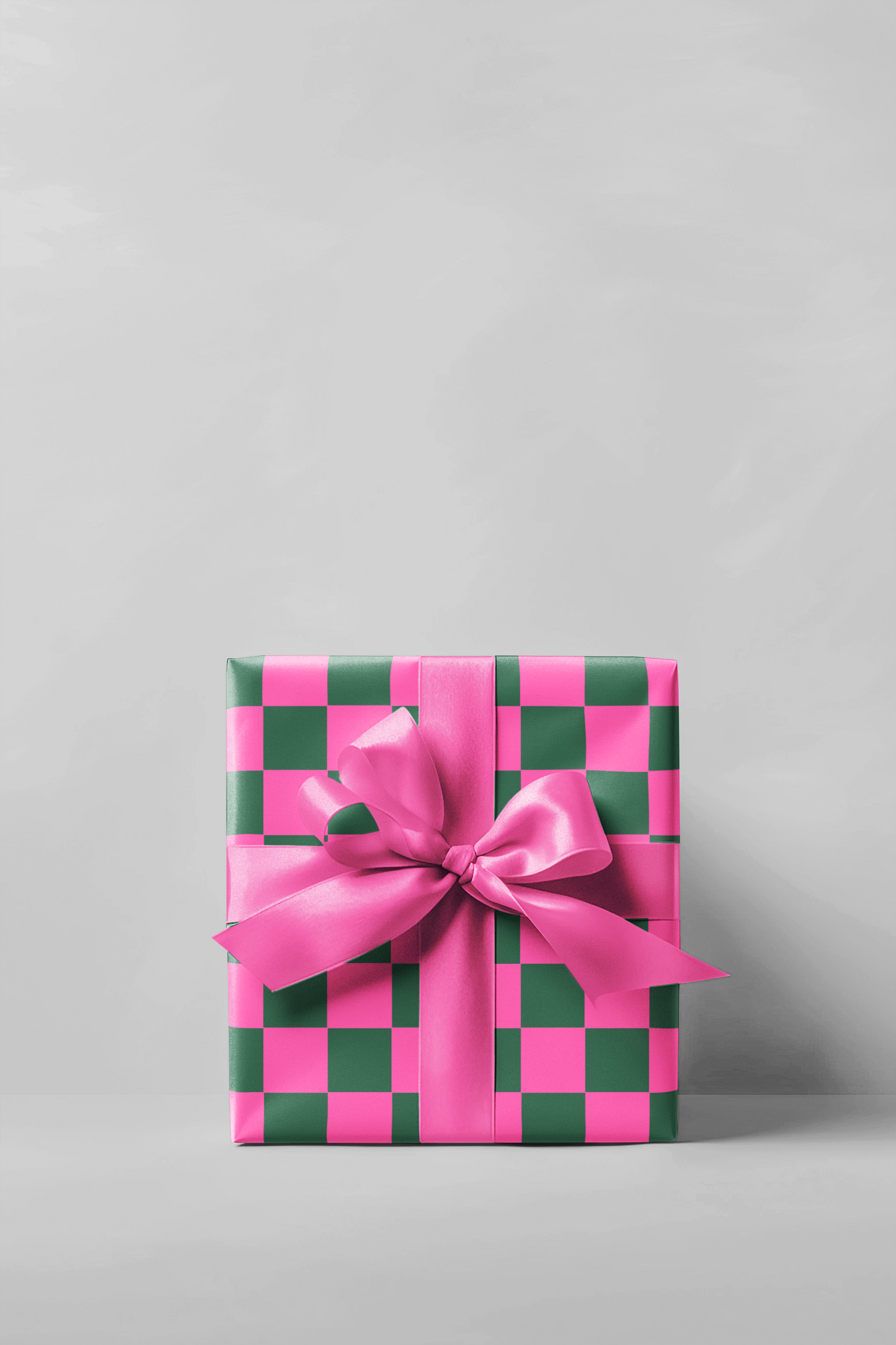 Magenta & Green Retro Checkered Wrapping Paper Roll