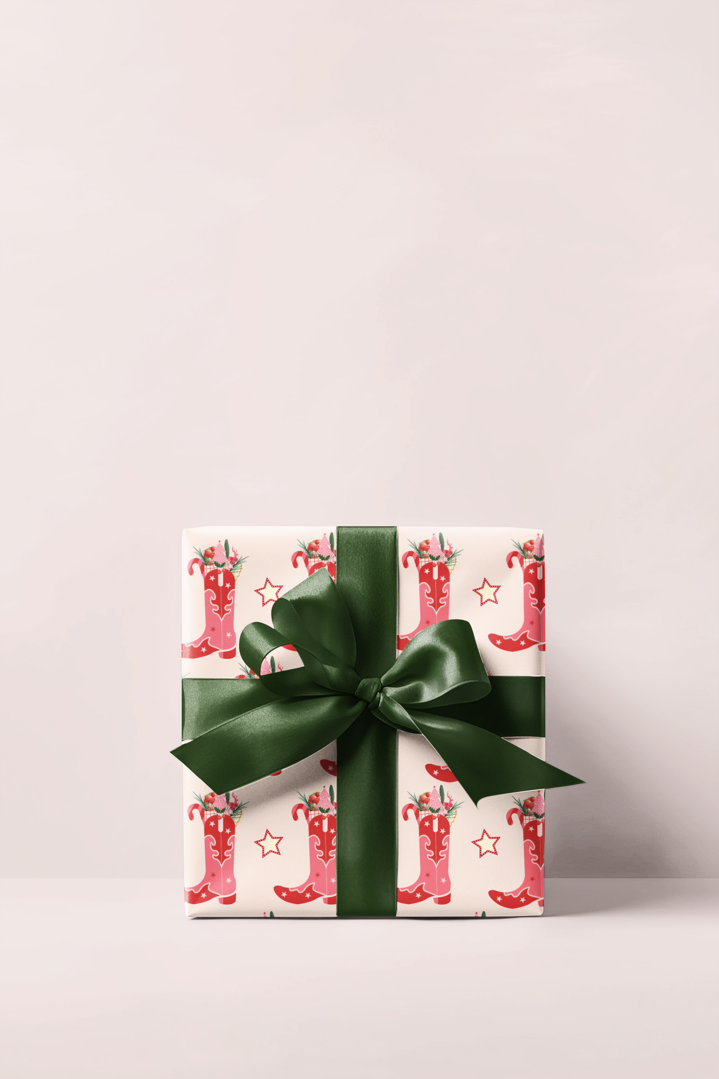 Christmas Cowgirl Boot Wrapping Paper Roll
