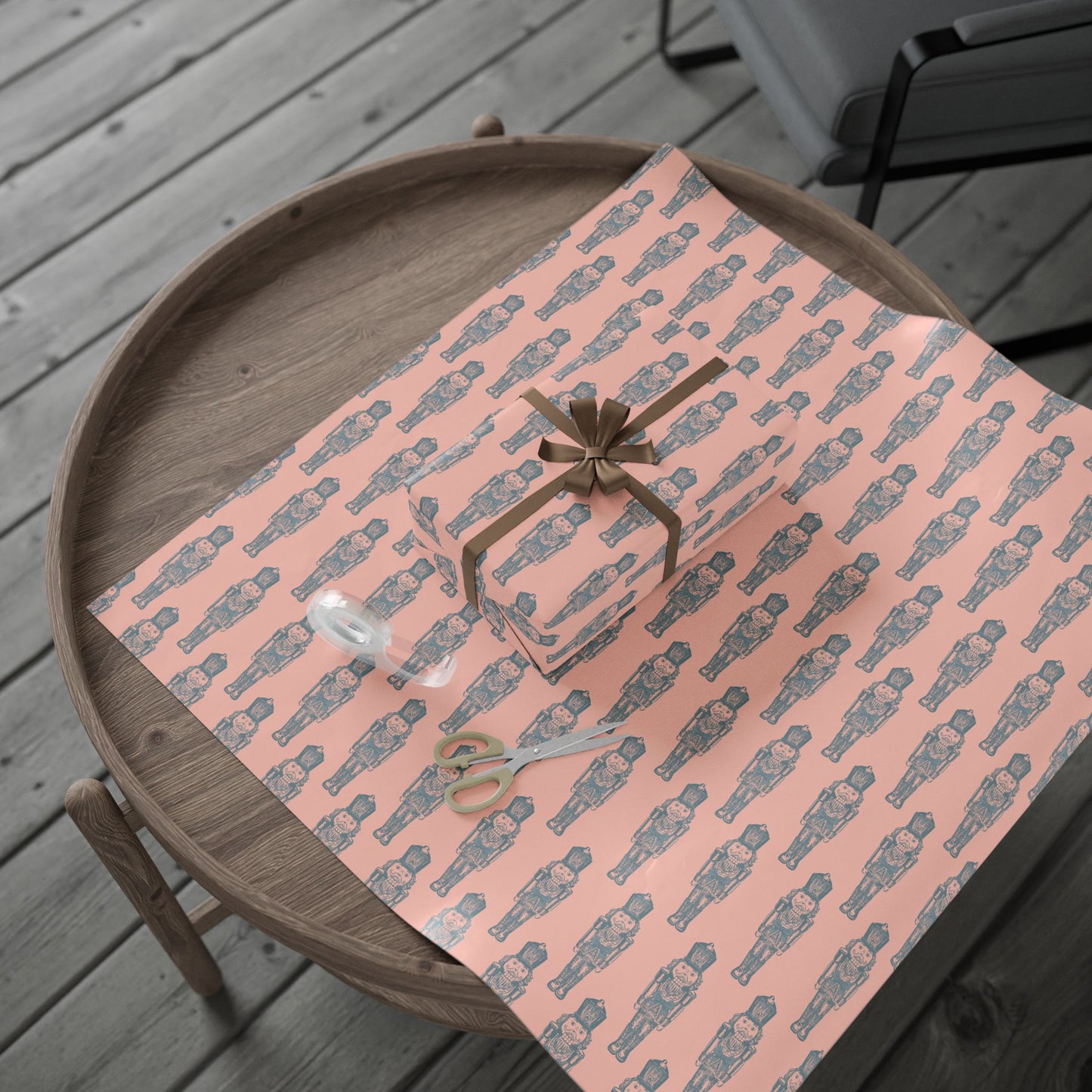Coral & Blue Nutcracker Wrapping Paper