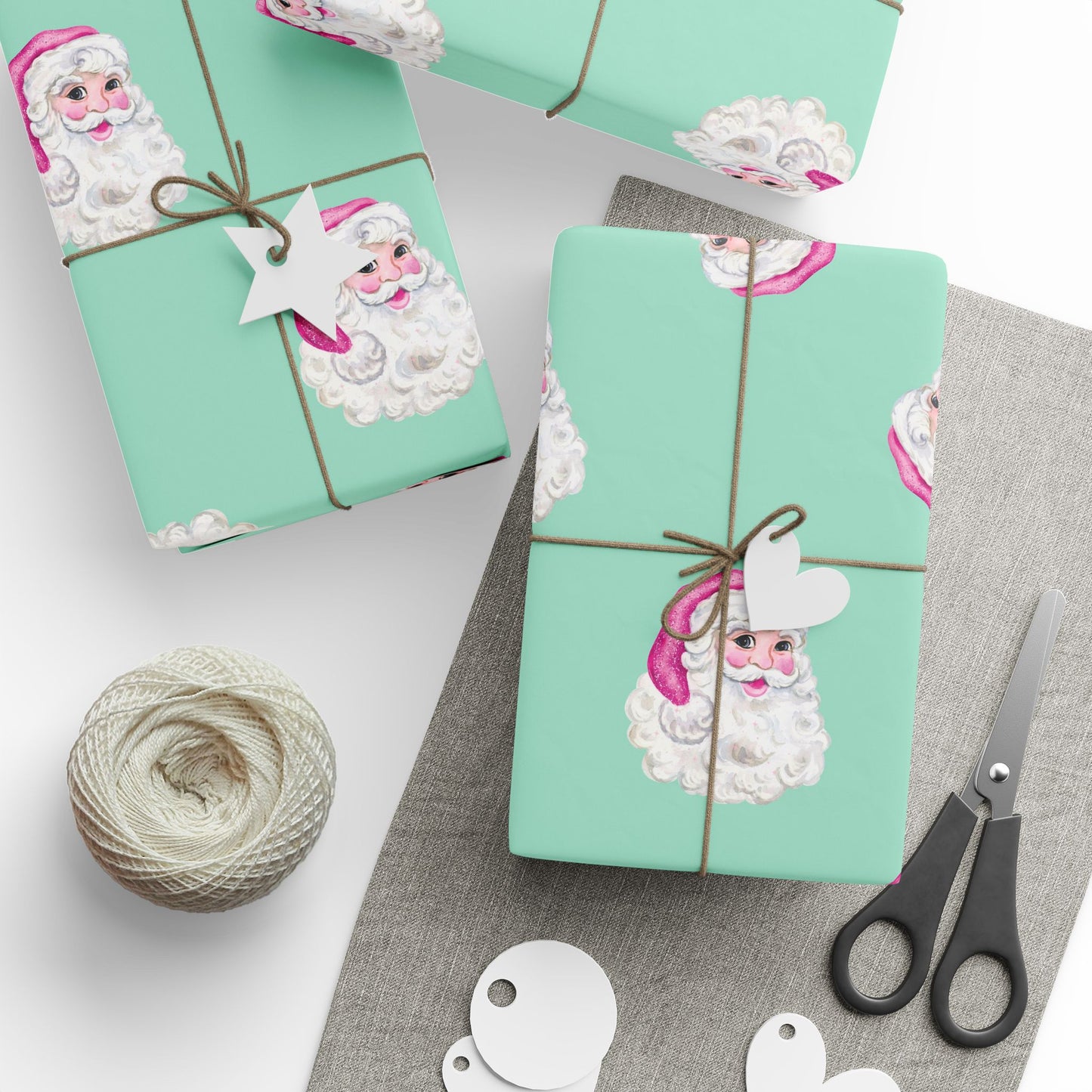 Turquoise & Pink Sequin Santa