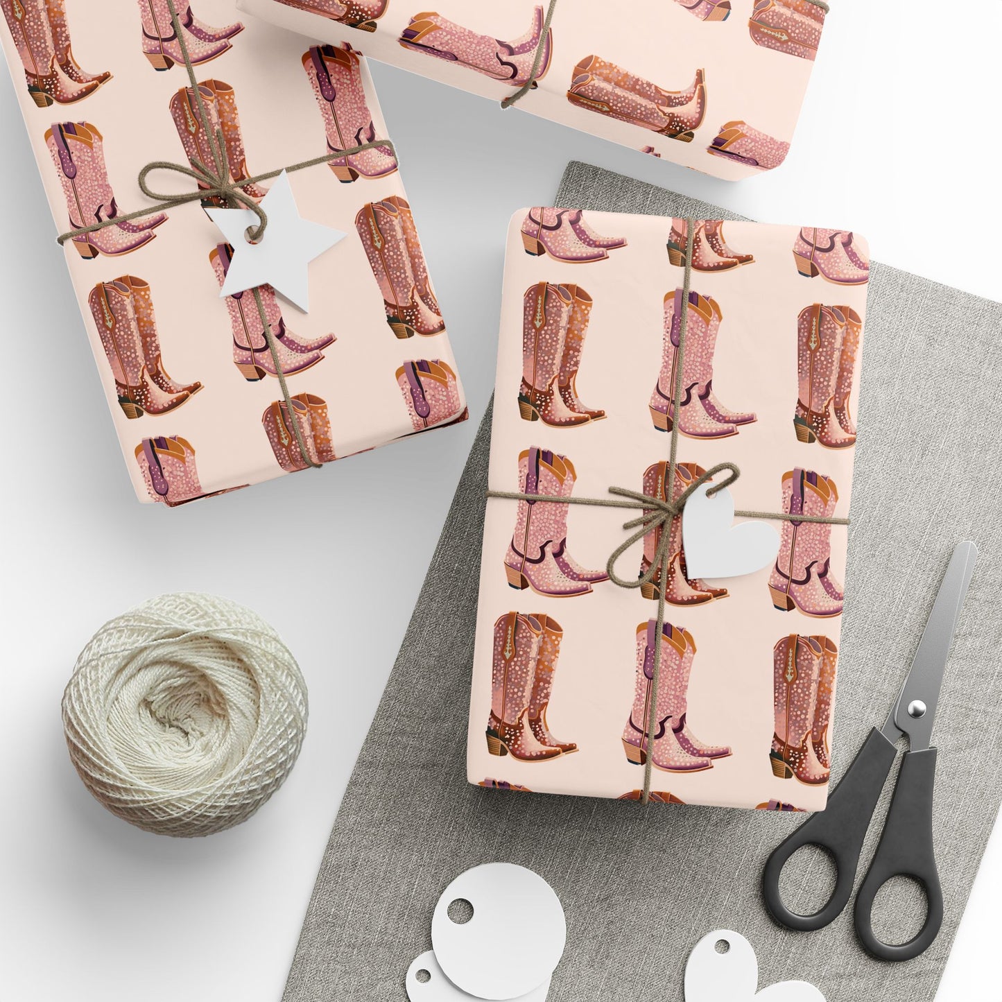 Sand Cowboy Boots Wrapping Paper, Preppy Wrapping Paper Roll