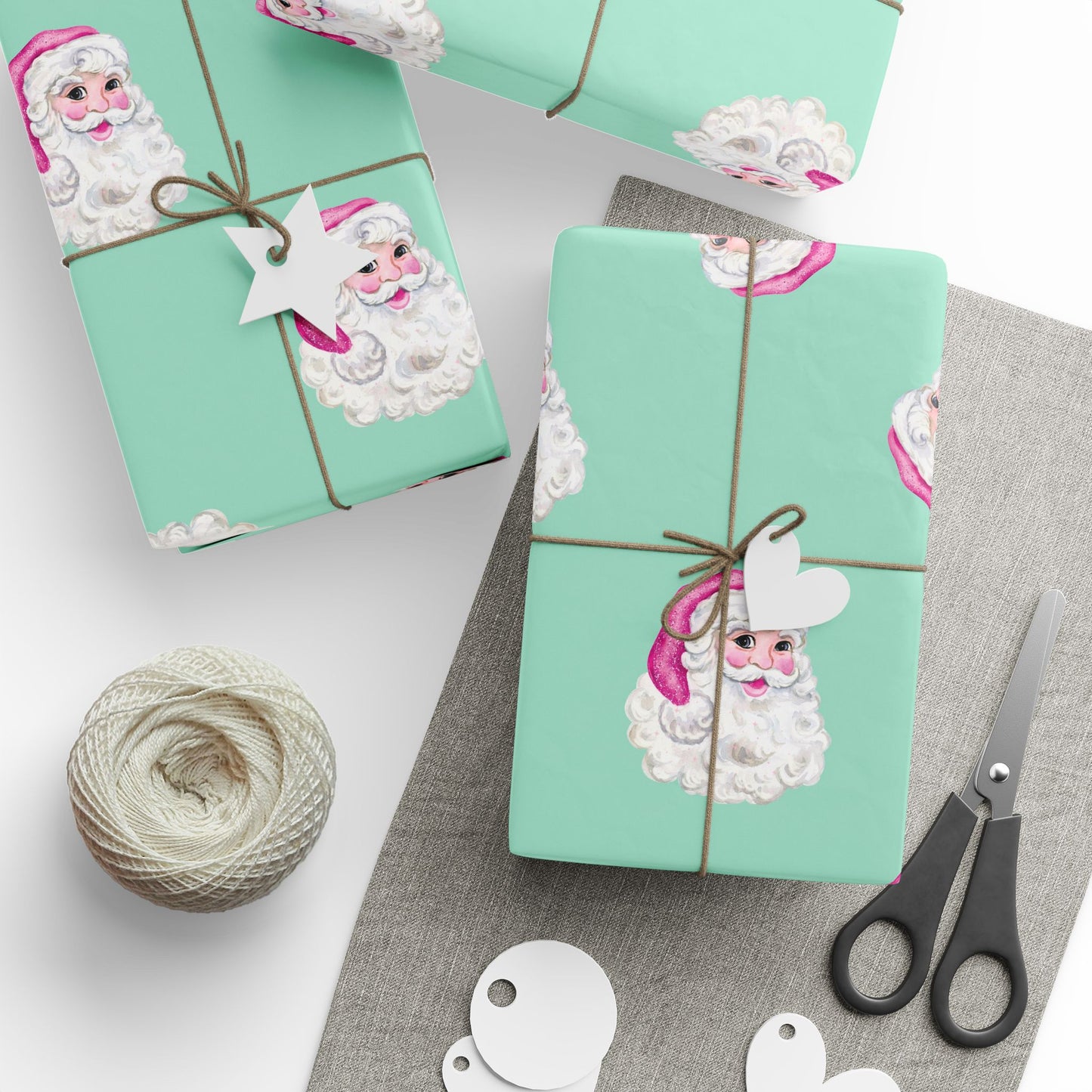 Turquoise & Pink Sequin Santa