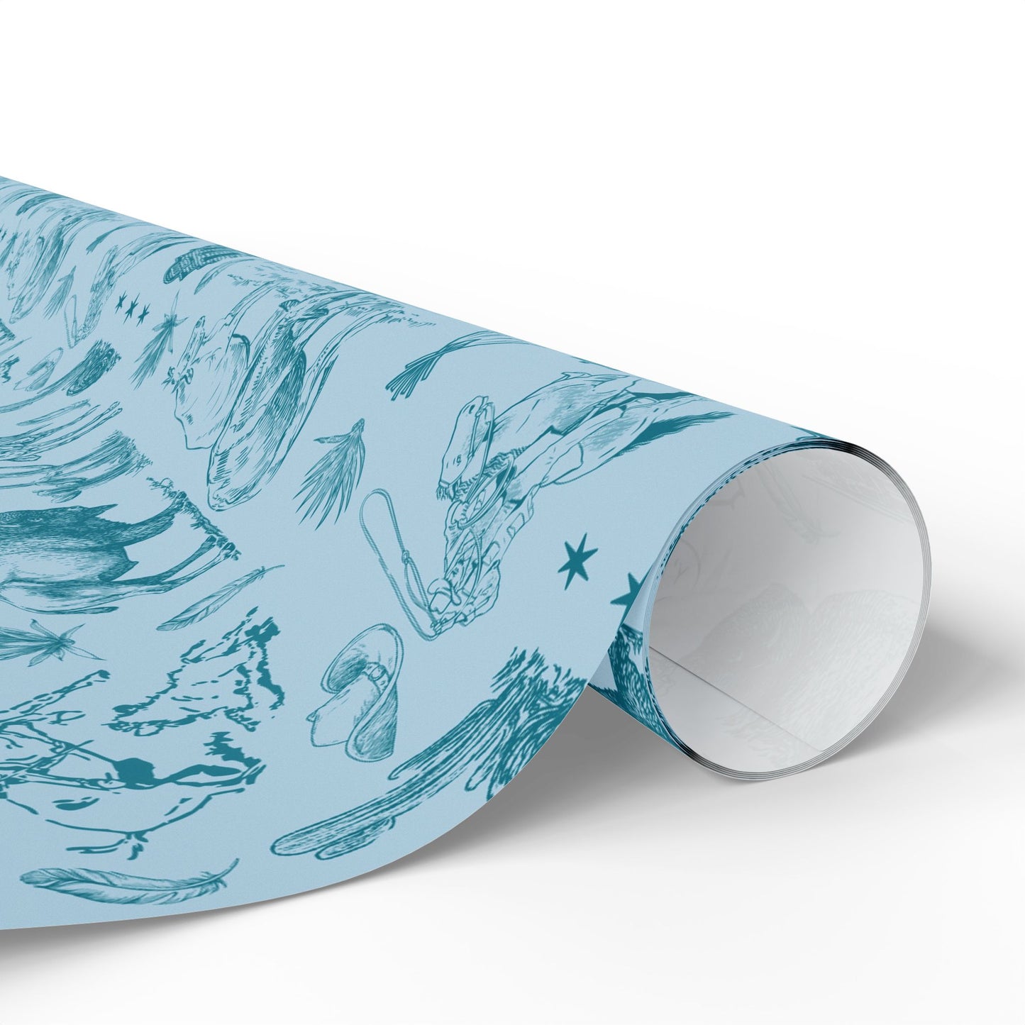 Turquoise Toile Western Wrapping Paper Roll