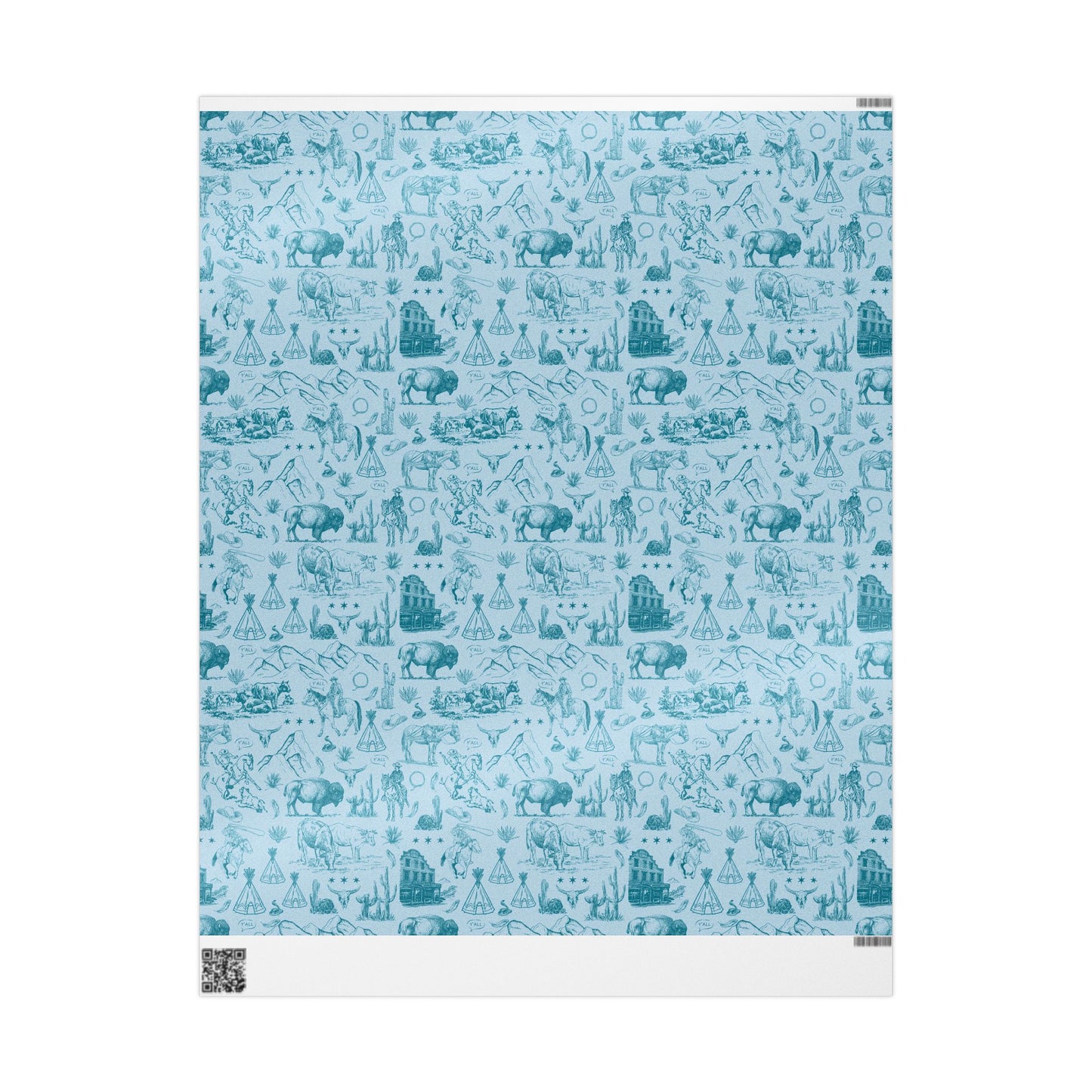 Turquoise Toile Western Wrapping Paper Roll