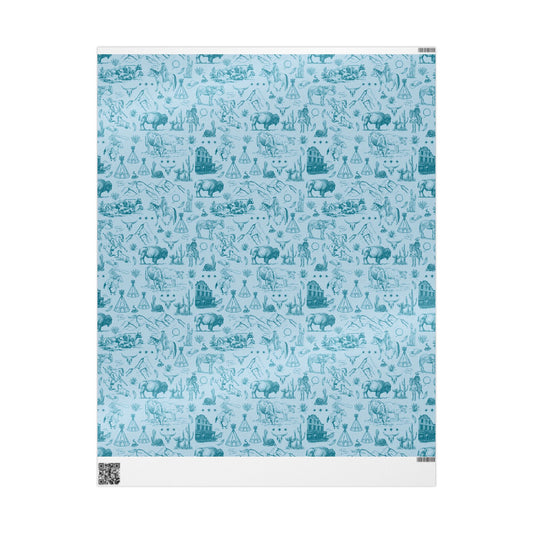 Turquoise Toile Western Wrapping Paper Roll