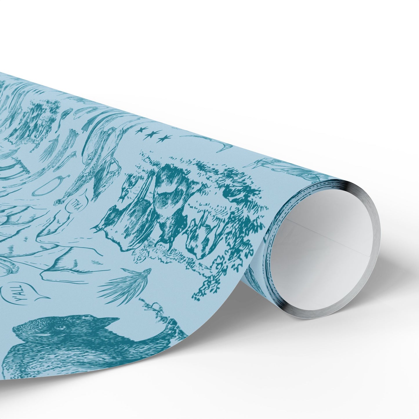 Turquoise Toile Western Wrapping Paper Roll
