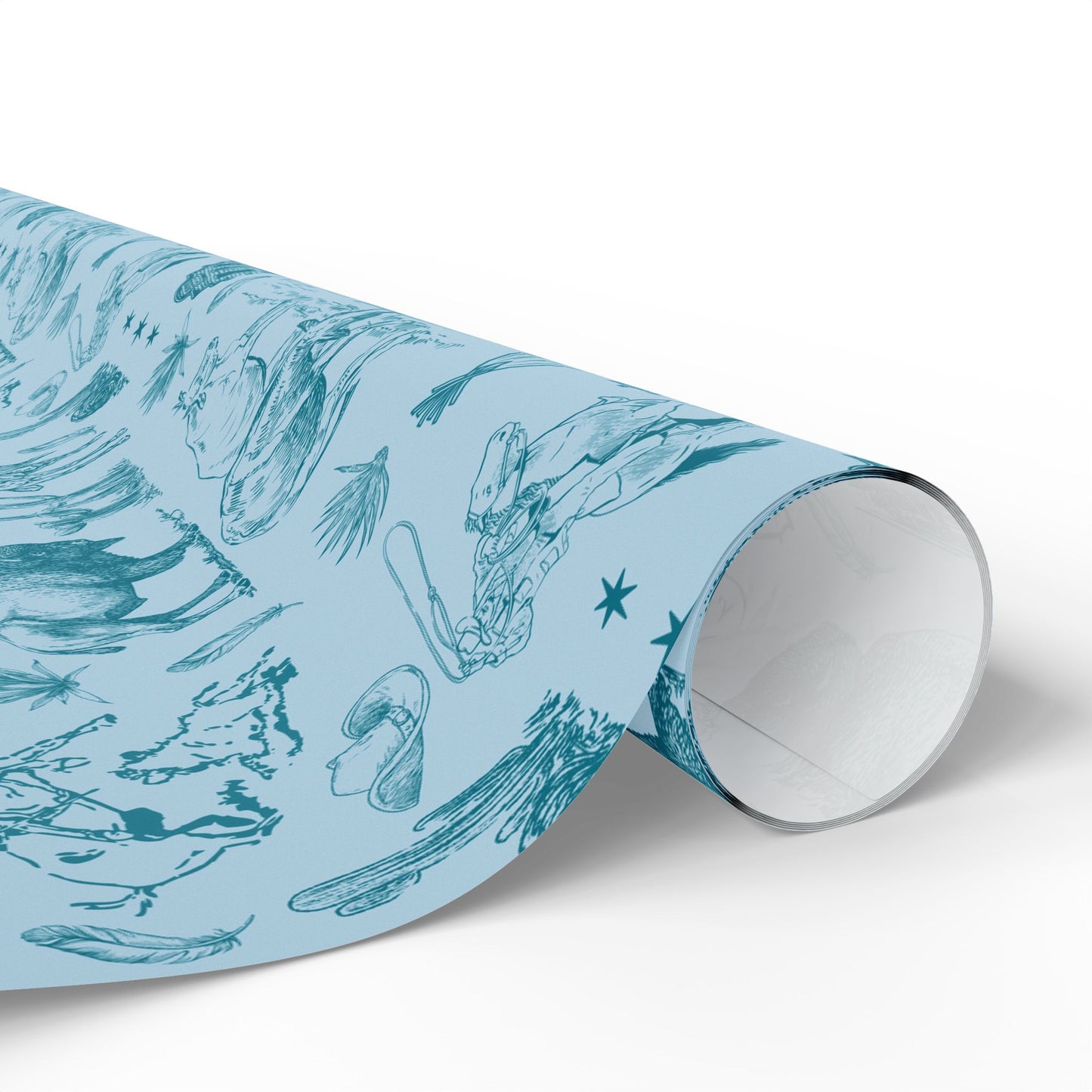 Turquoise Toile Western Wrapping Paper Roll