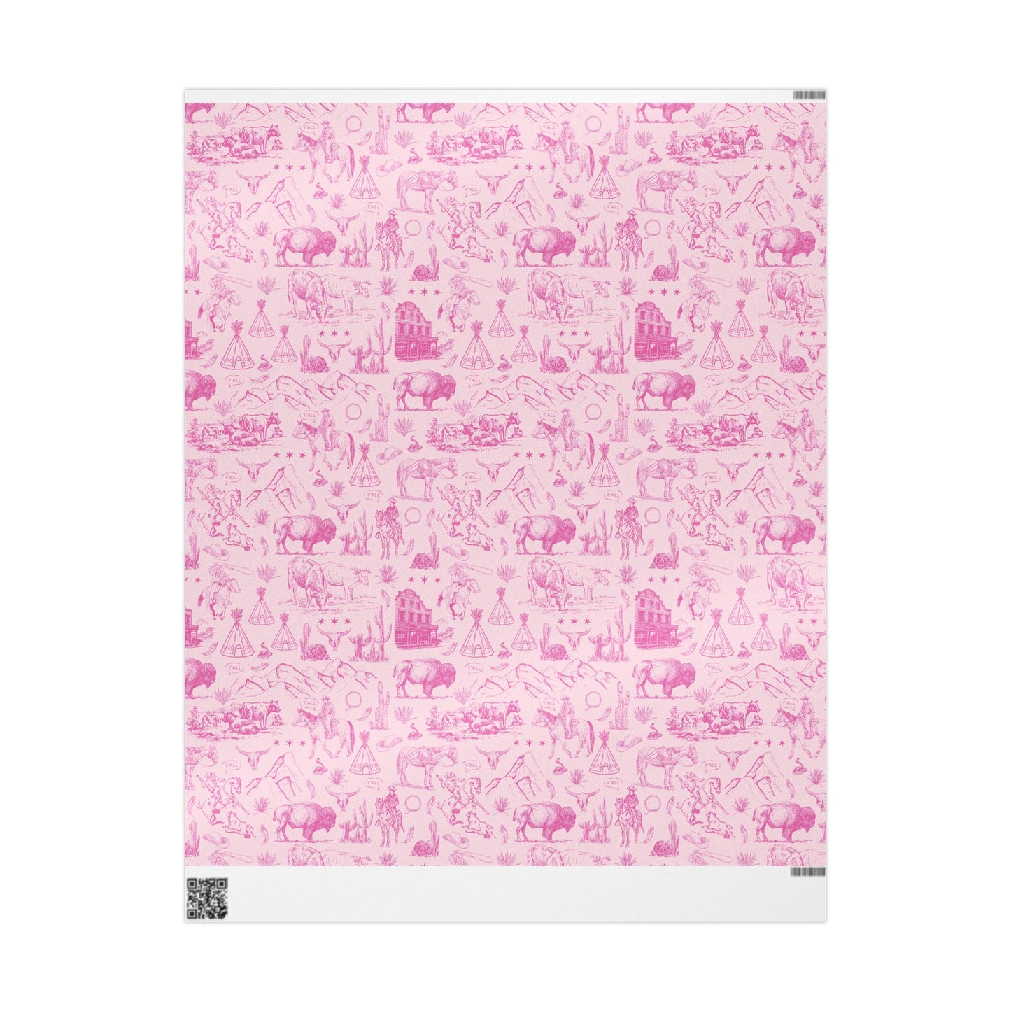 Pink Toile Western Wrapping Paper Roll