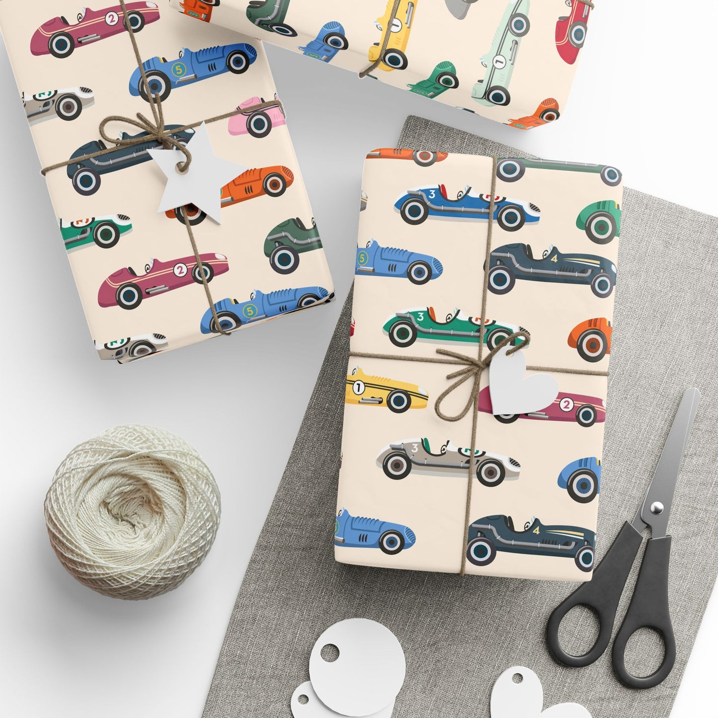 Vintage Race Cars Wrapping Paper Roll