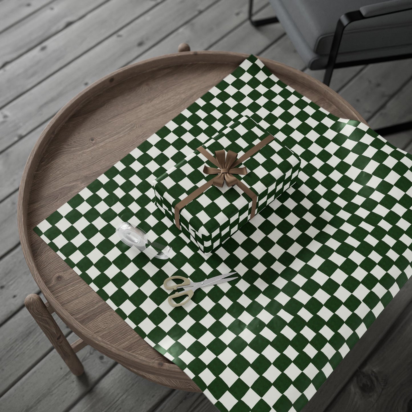 Green Checkered Wrapping Paper Roll